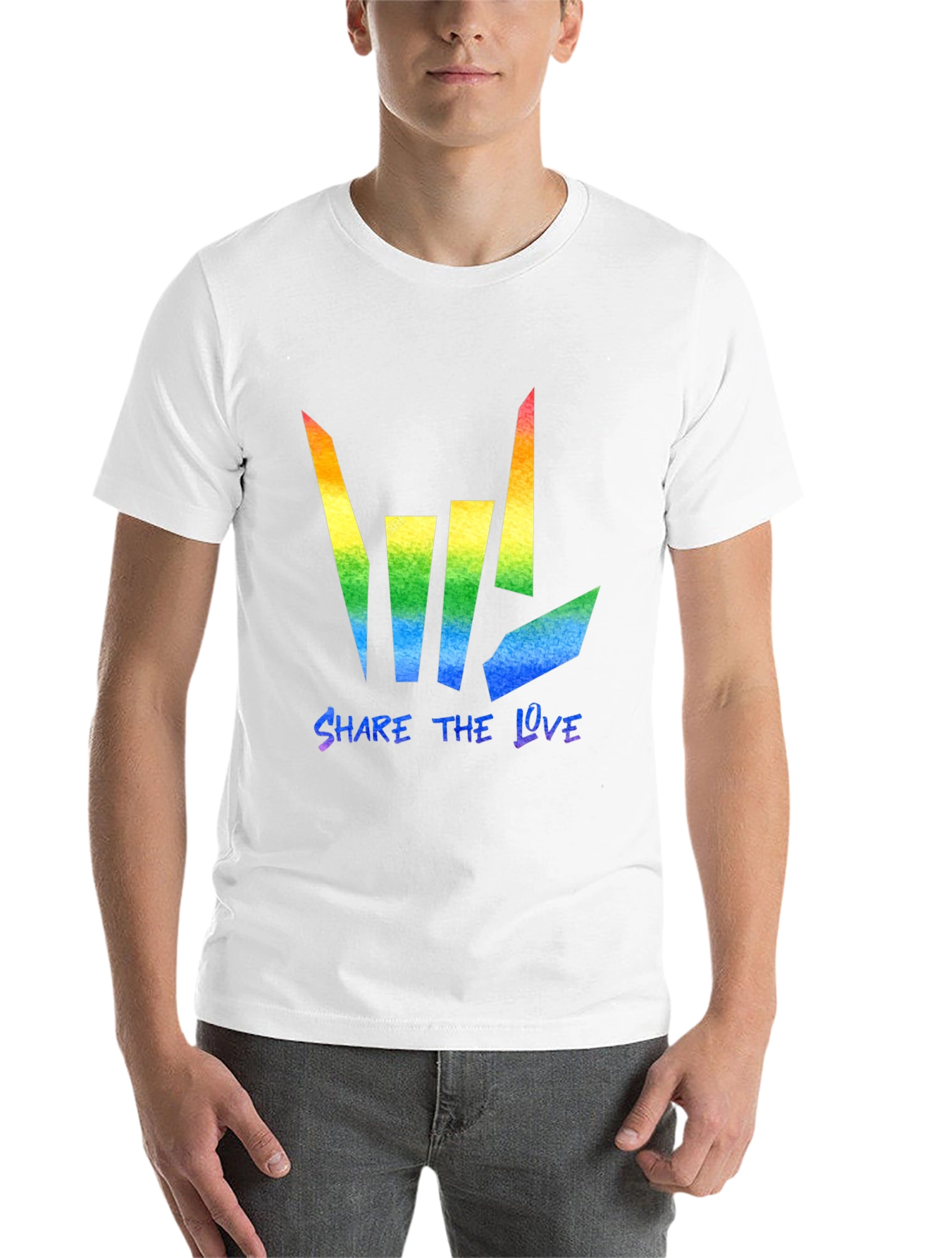 Black Share the Love Rainbow Graphic Tee - Black Cotton Blend view 14