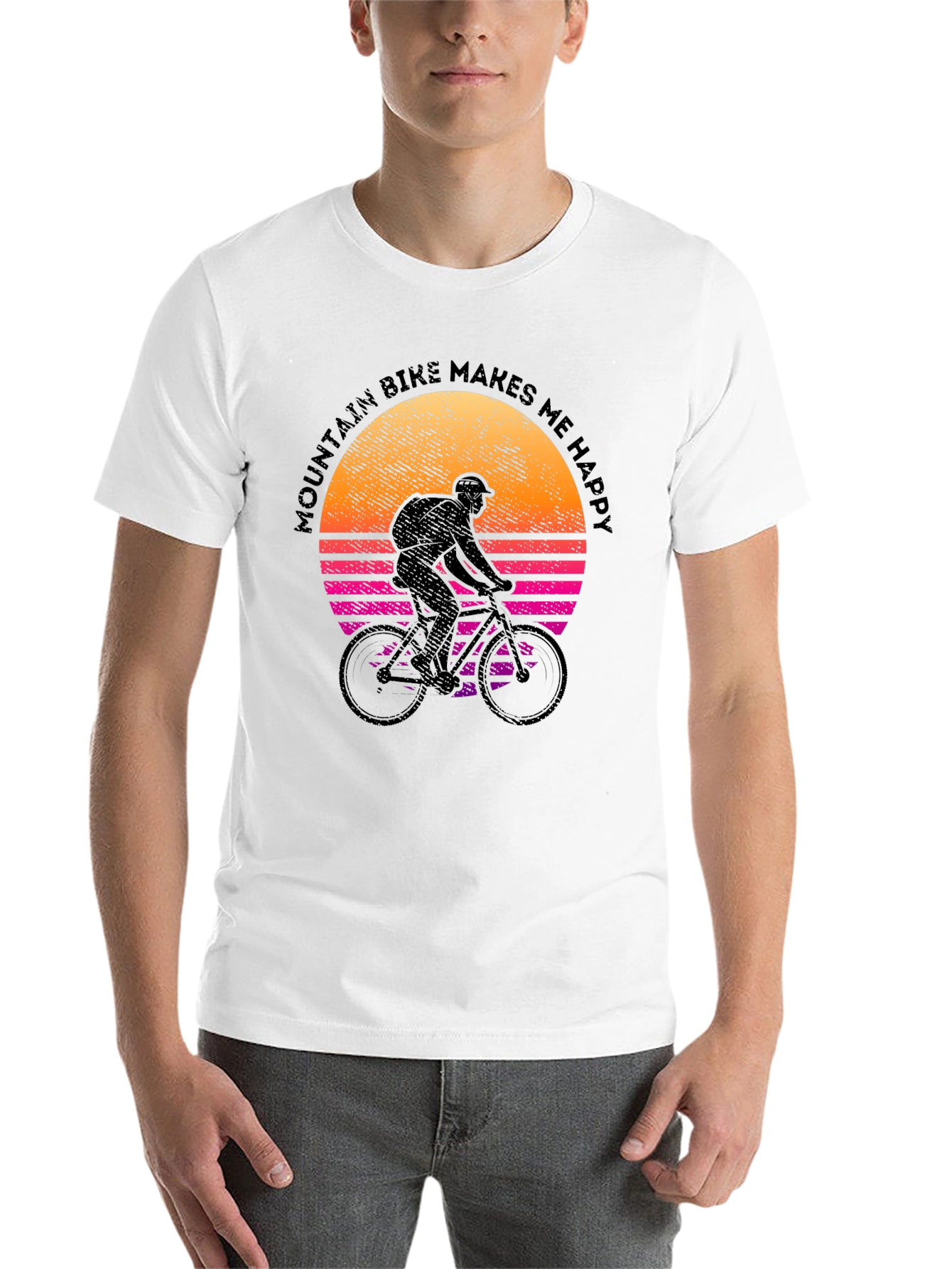 Black Mountain Bike Makes Me Happy Graphic Tee view 14