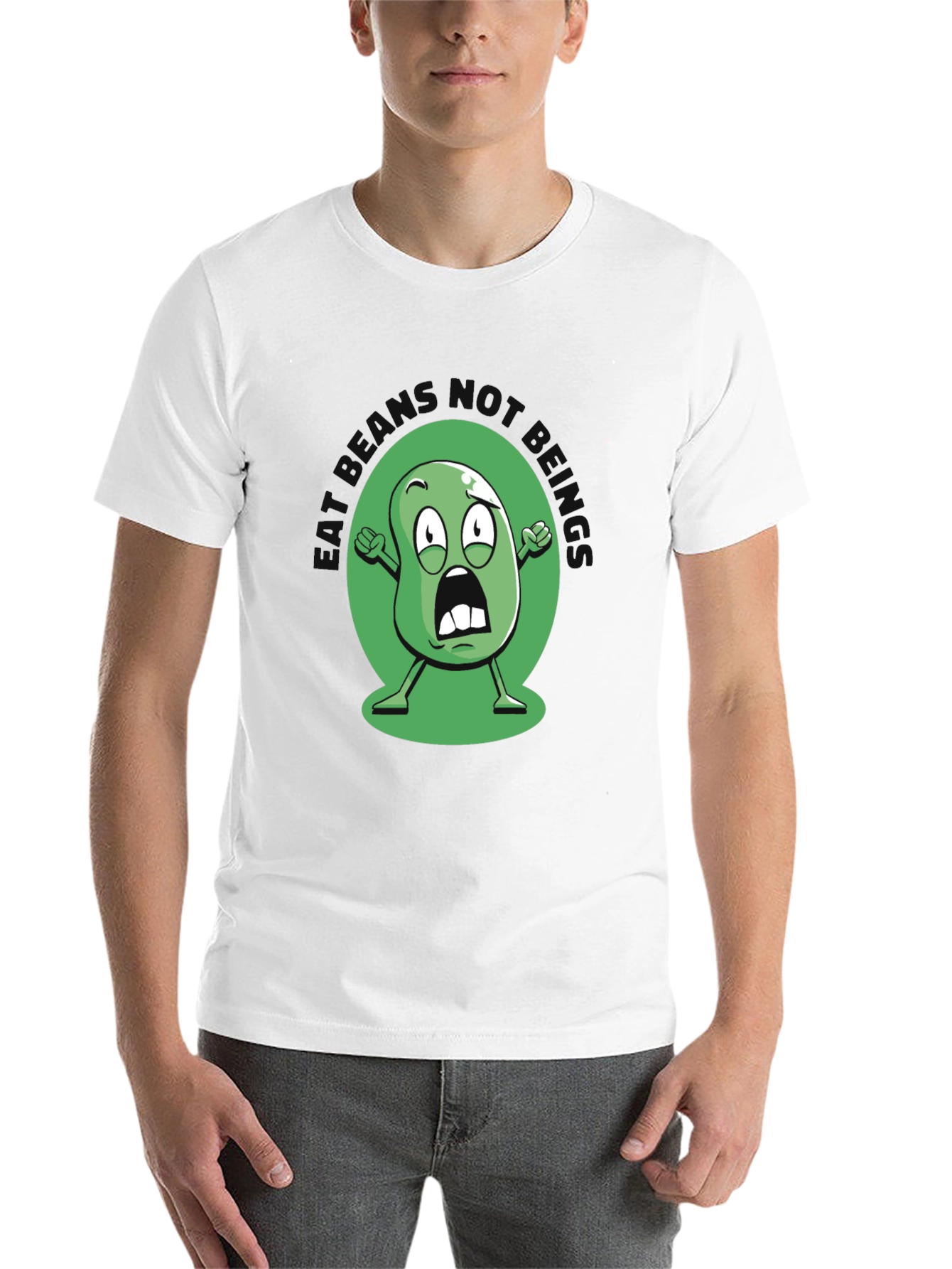 Black Funny Cartoon Bean Graphic T-Shirt view 14