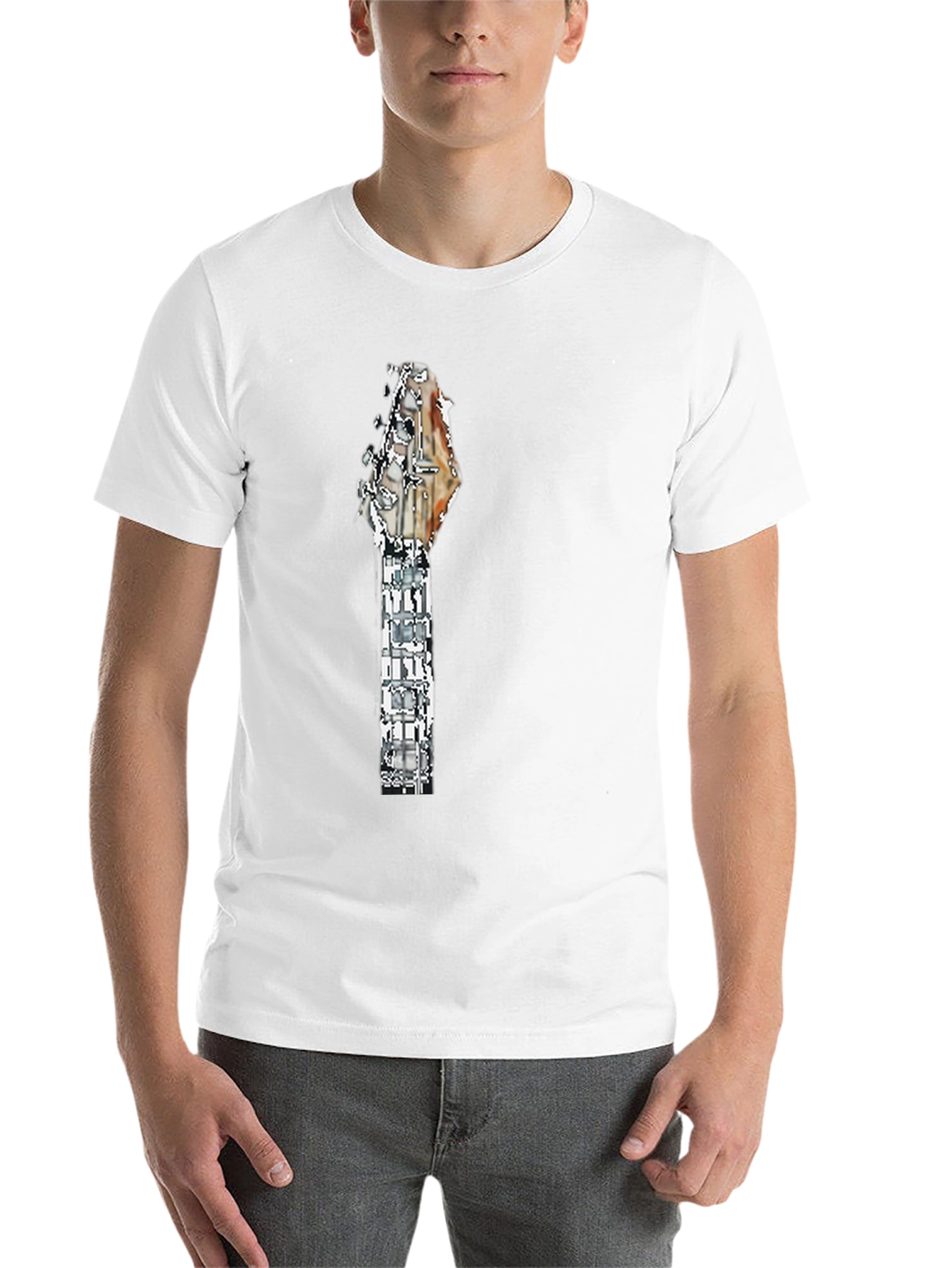 Black Guitar Headstock Graphic Tee - Rocker Style view 14