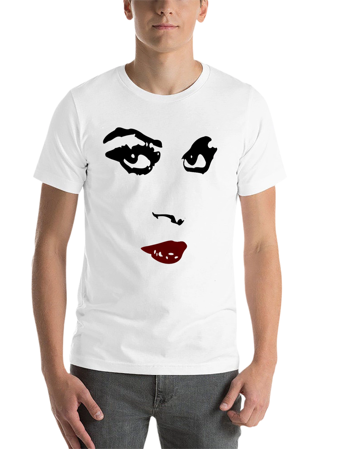 Black Abstract Face Graphic Tee - Stylish Crew Neck T-Shirt view 14