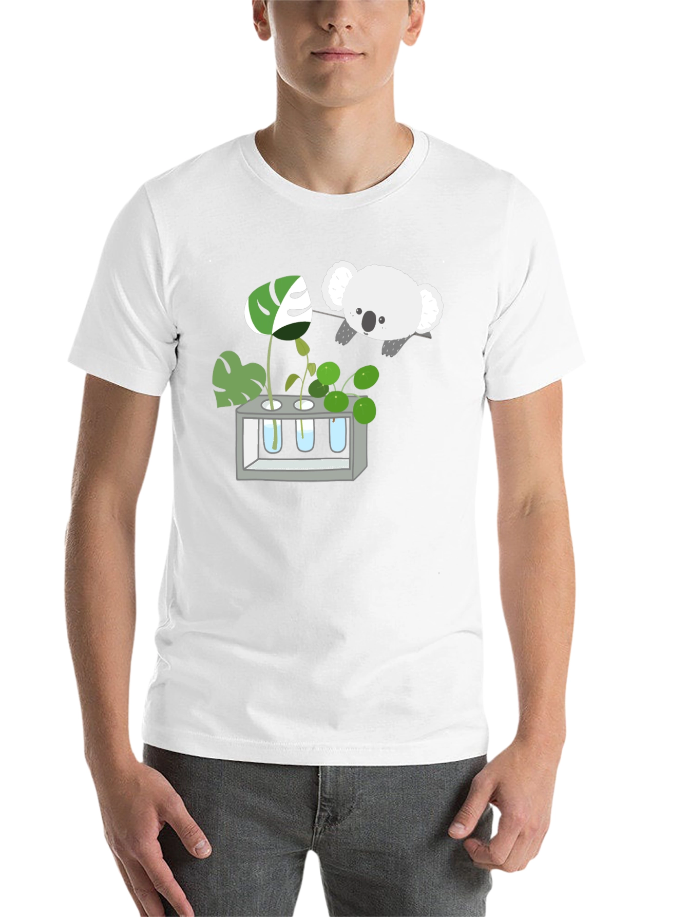 Black Koala & Plant Lover Black T-Shirt view 14