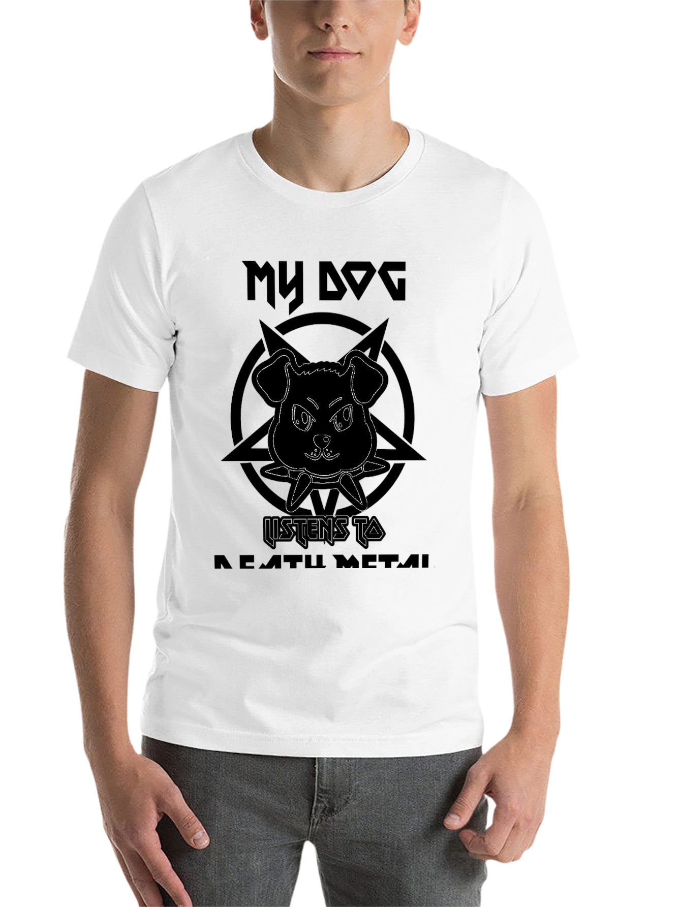 Black My Dog Listens to Death Metal Black Graphic Tee view 14