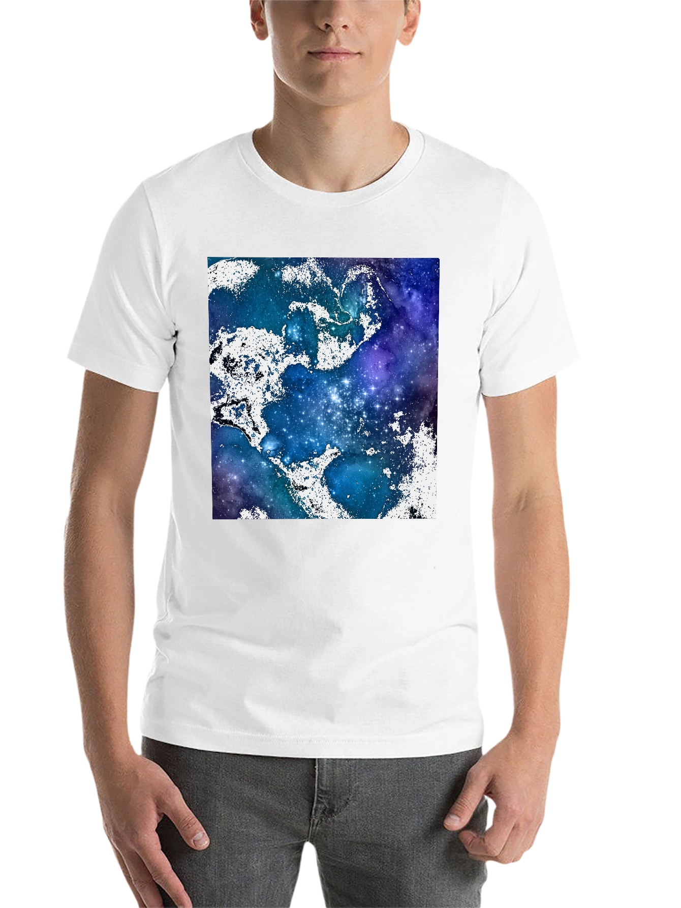 Black Galaxy Print Crew Neck T-Shirt view 14