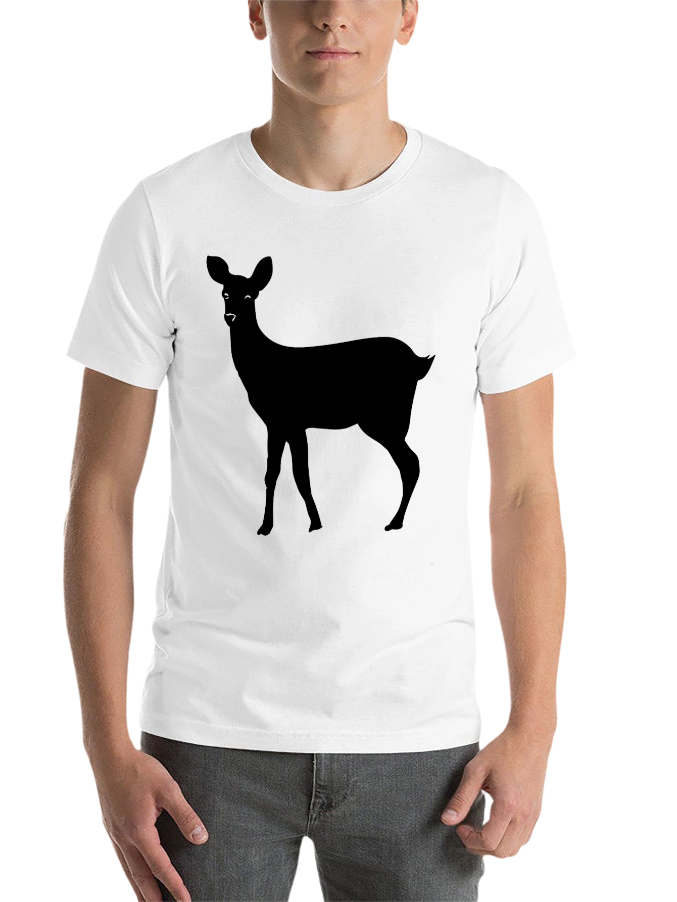 Black Black Deer Silhouette Graphic Tee for Men view 14