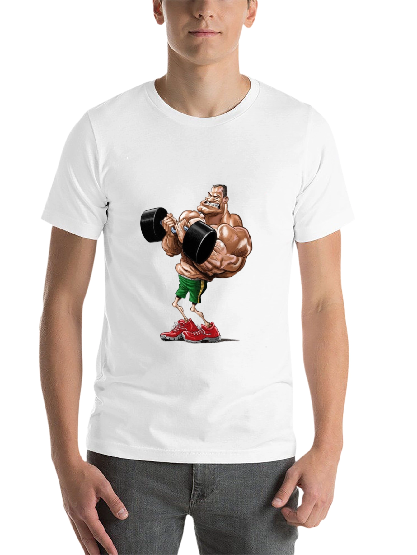 Black Cartoon Bodybuilder Black T-Shirt view 14