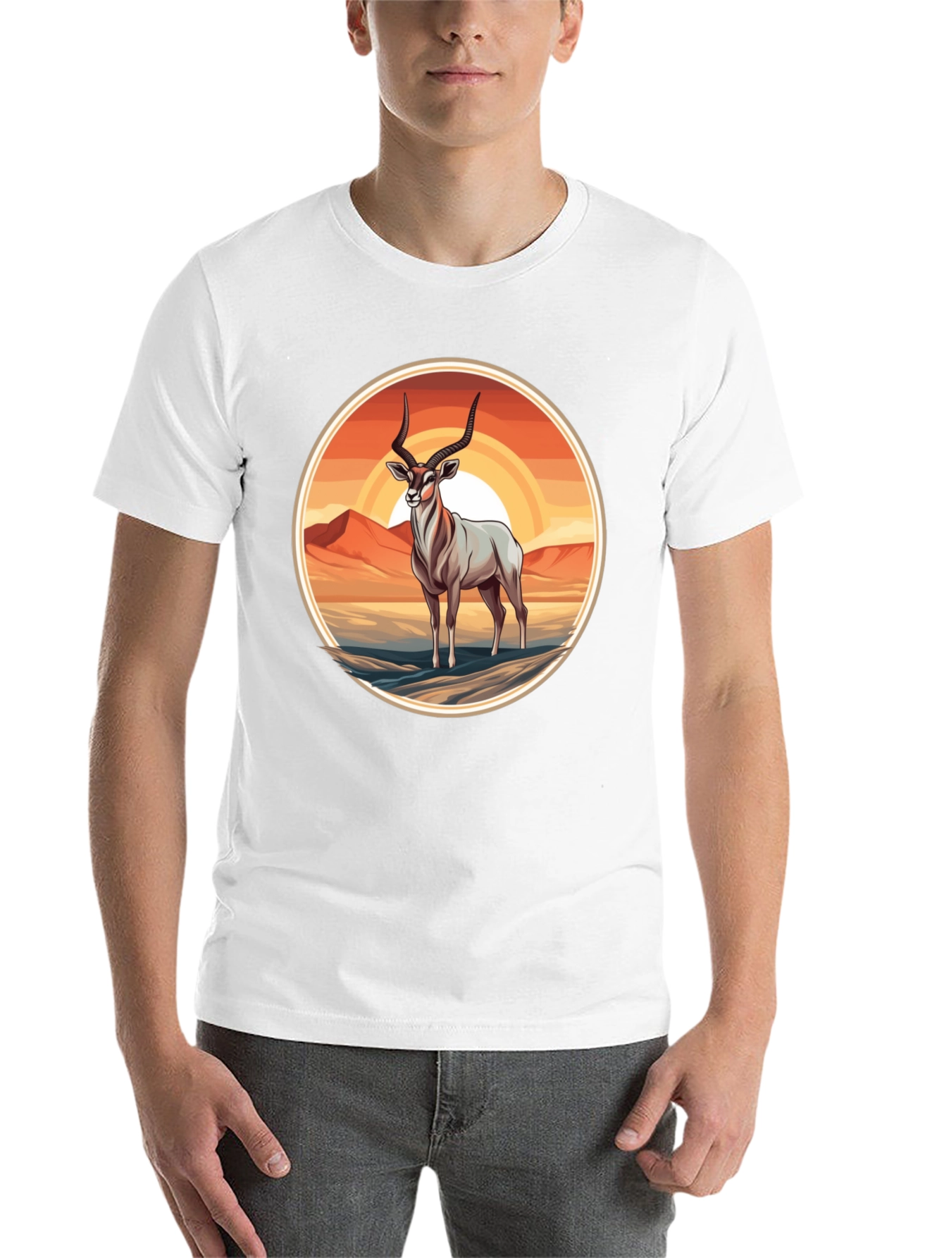 Black Antelope Graphic Tee - Desert Sunset Design view 14