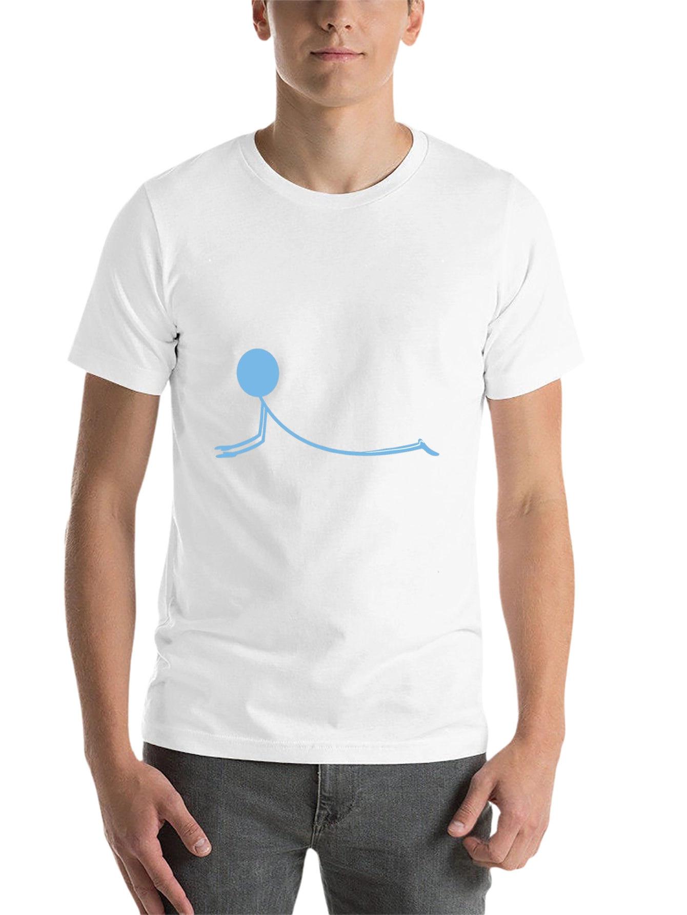 Black Yoga Stick Figure T-Shirt - Relaxed Fit Cotton Tee view 14