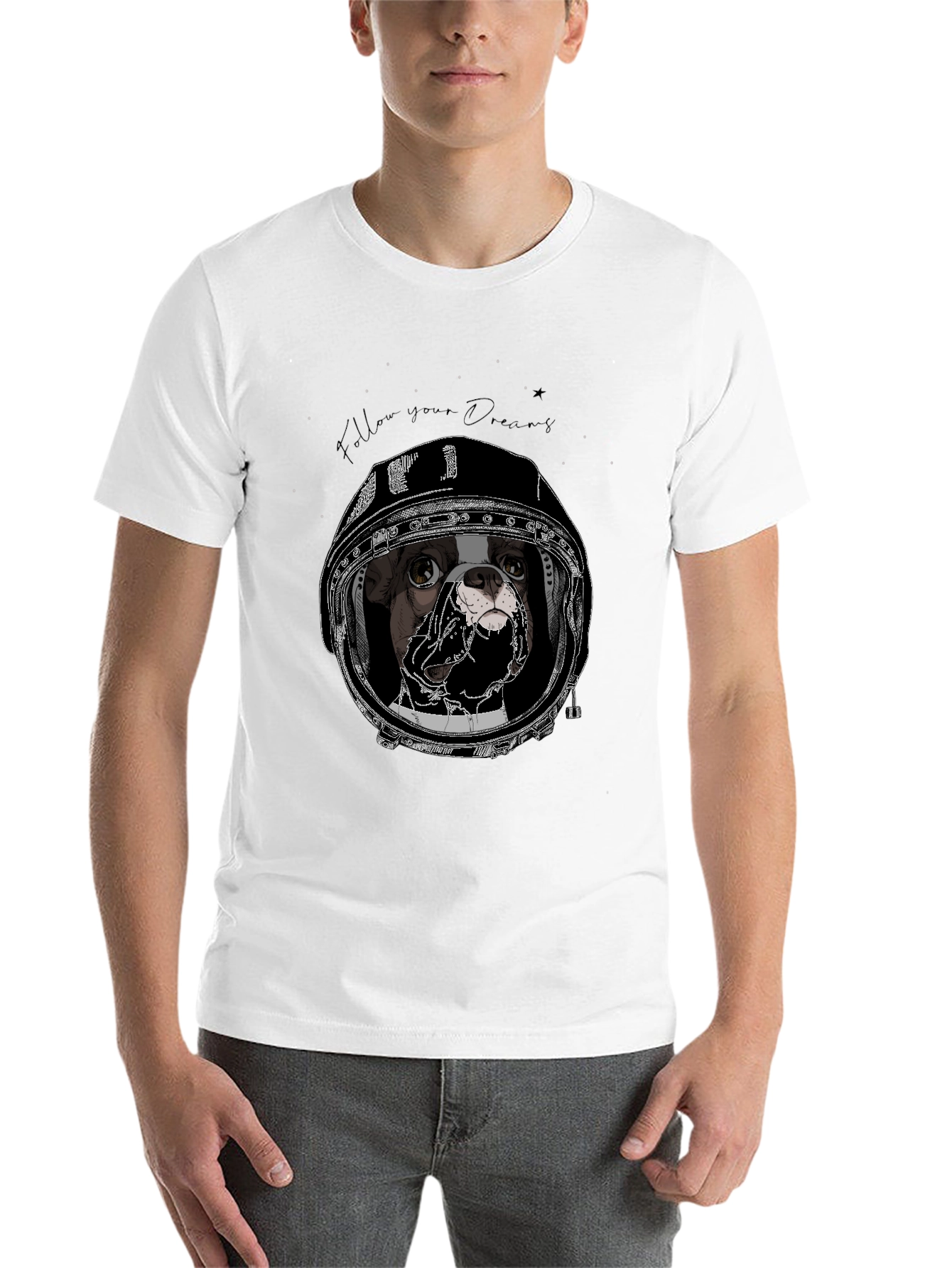 Black Dog Astronaut Graphic Black T-Shirt view 14
