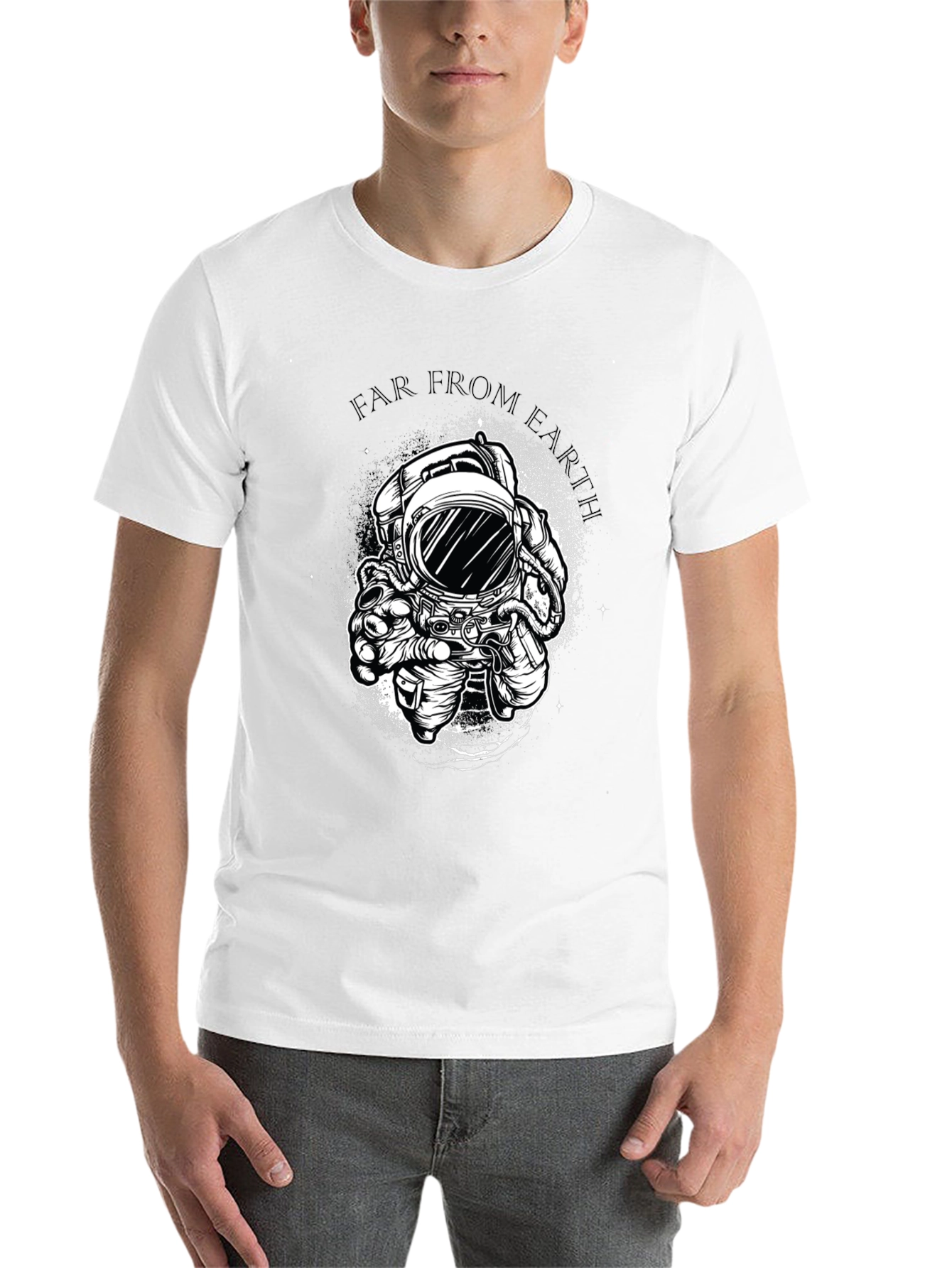 Black Far From Earth Graphic Print Black T-Shirt view 14
