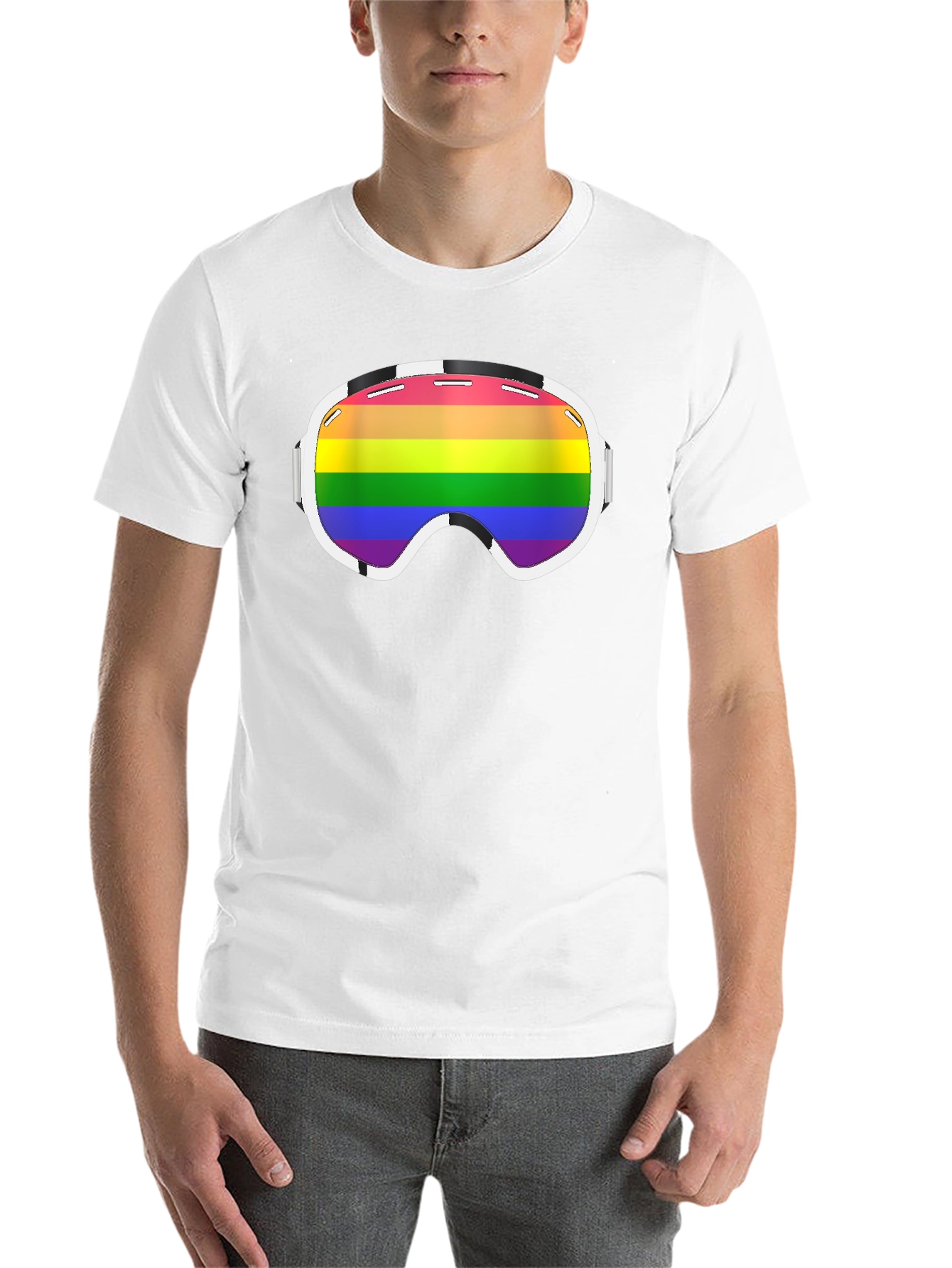 Black Rainbow Ski Goggles Graphic Tee - Black view 14