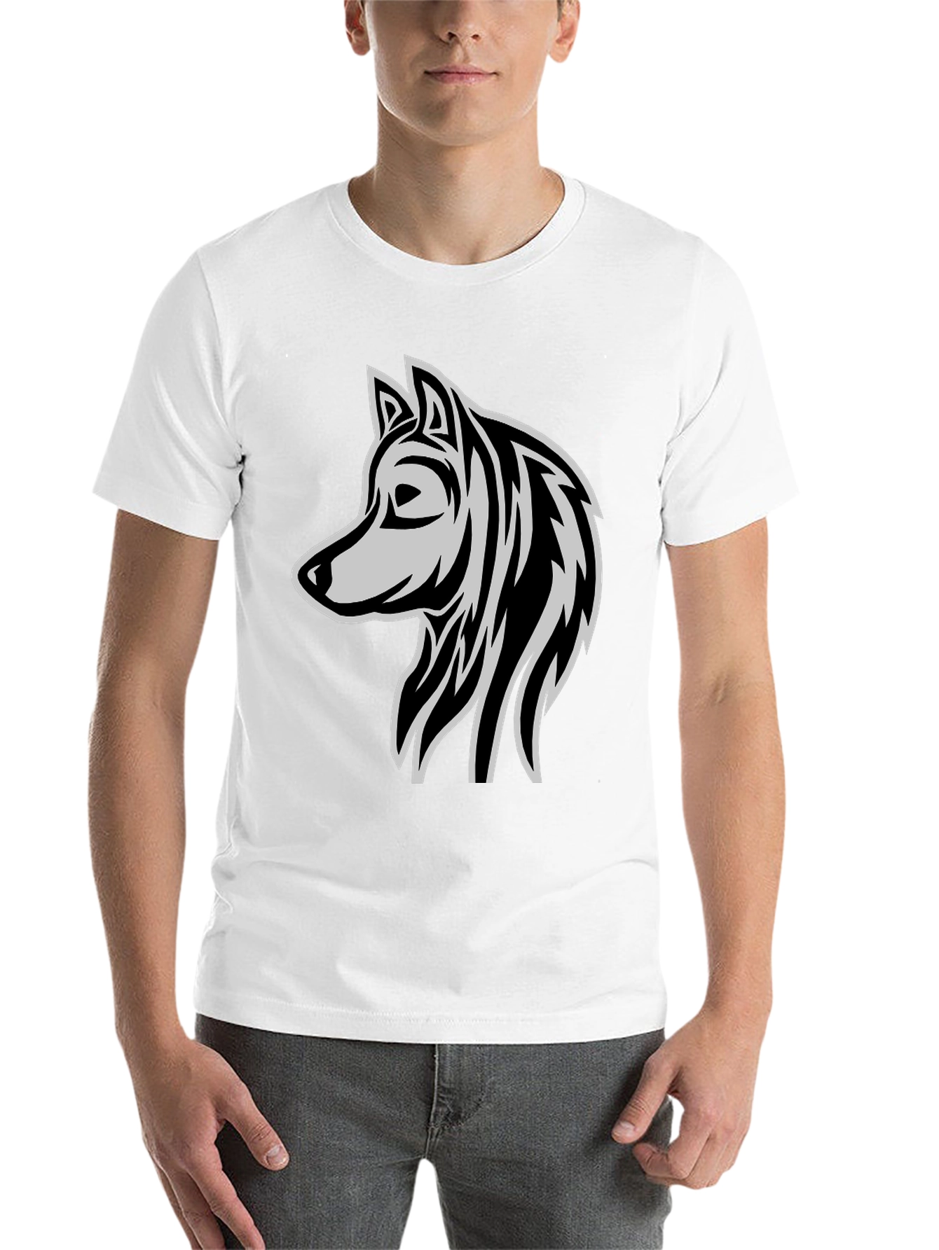 Black Wolf Graphic Black T-Shirt - Stylish Animal Design view 14