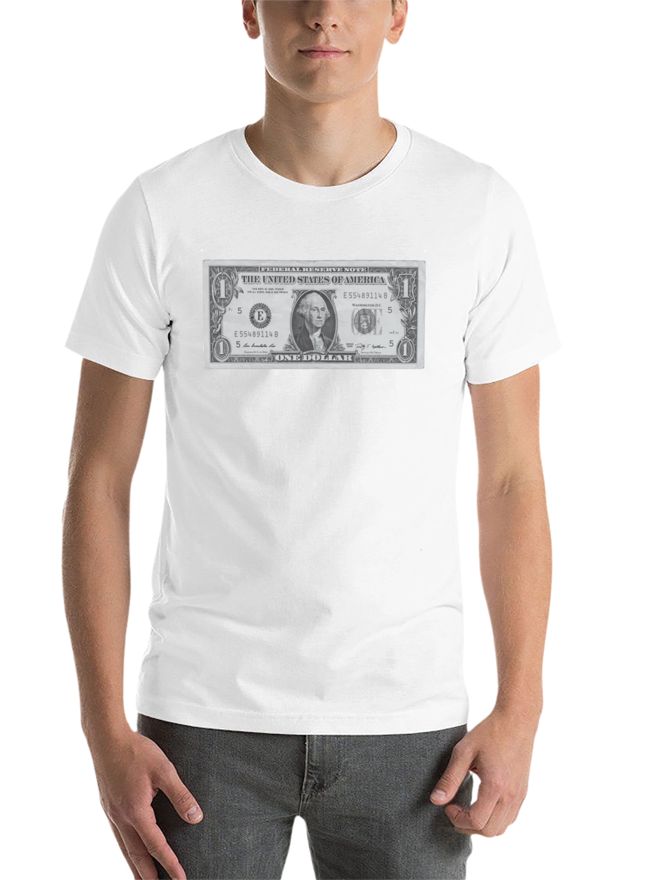 Black One Dollar Bill Graphic T-Shirt - Novelty Tee view 14