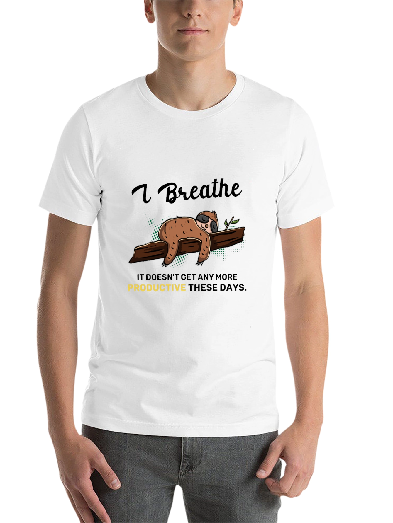 Black I Breathe Sloth T-Shirt - Relaxed & Comfy Tee view 14