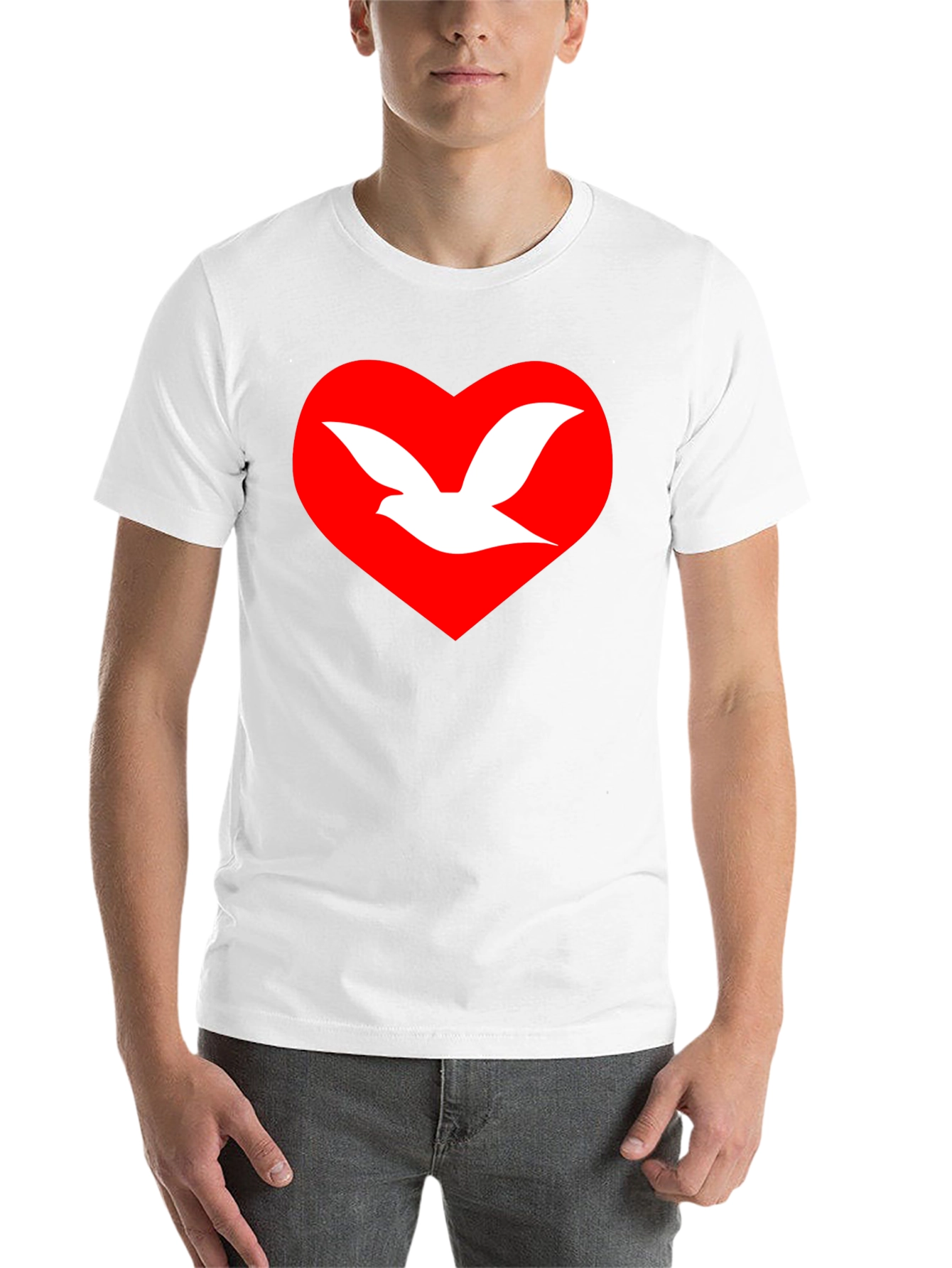 Black Dove Heart Graphic T-Shirt - Unisex Black Tee view 14