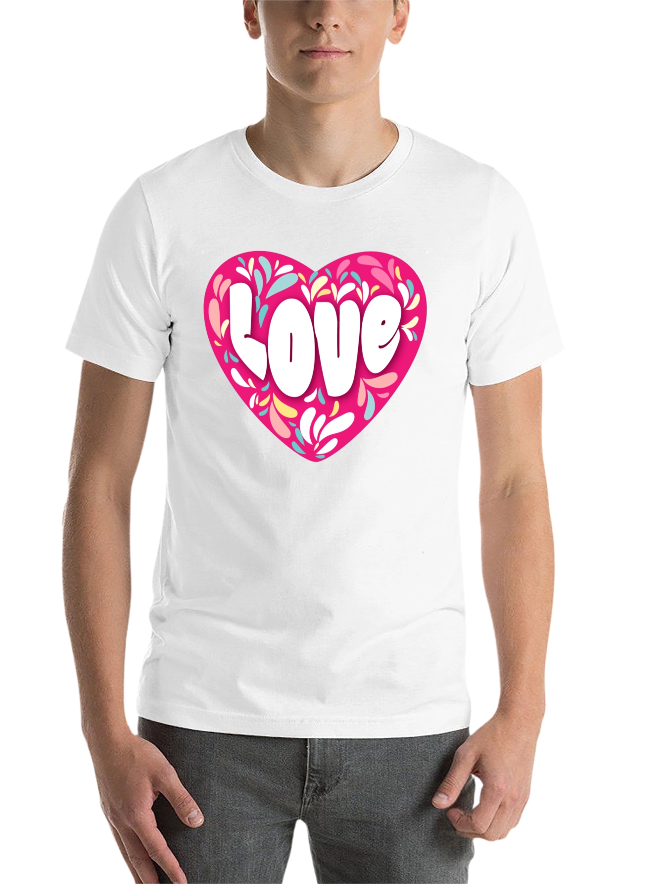 Black Love Heart Graphic Black T-Shirt view 14