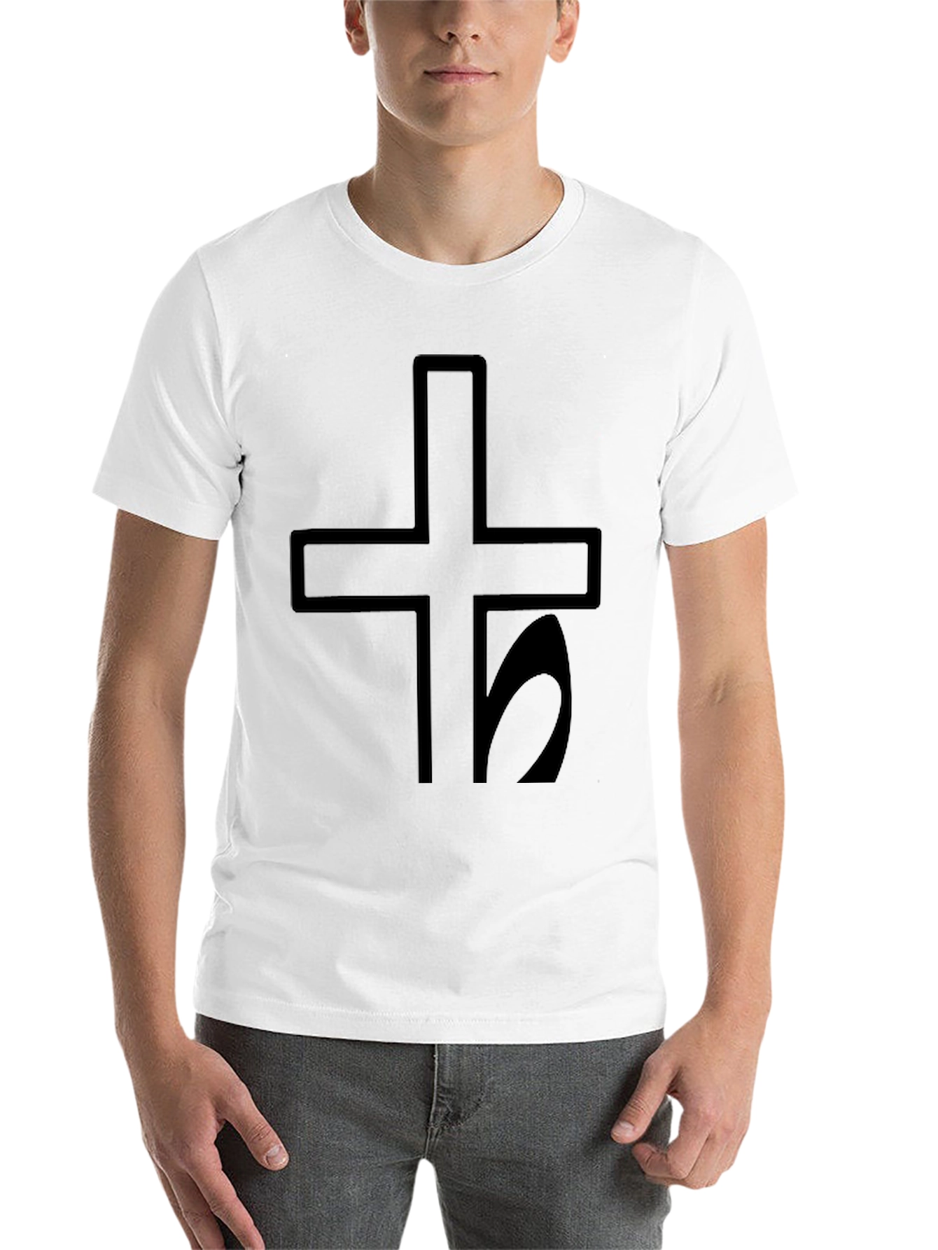 Black Dark Cross & Saturn Symbol Graphic T-Shirt - Unisex view 14