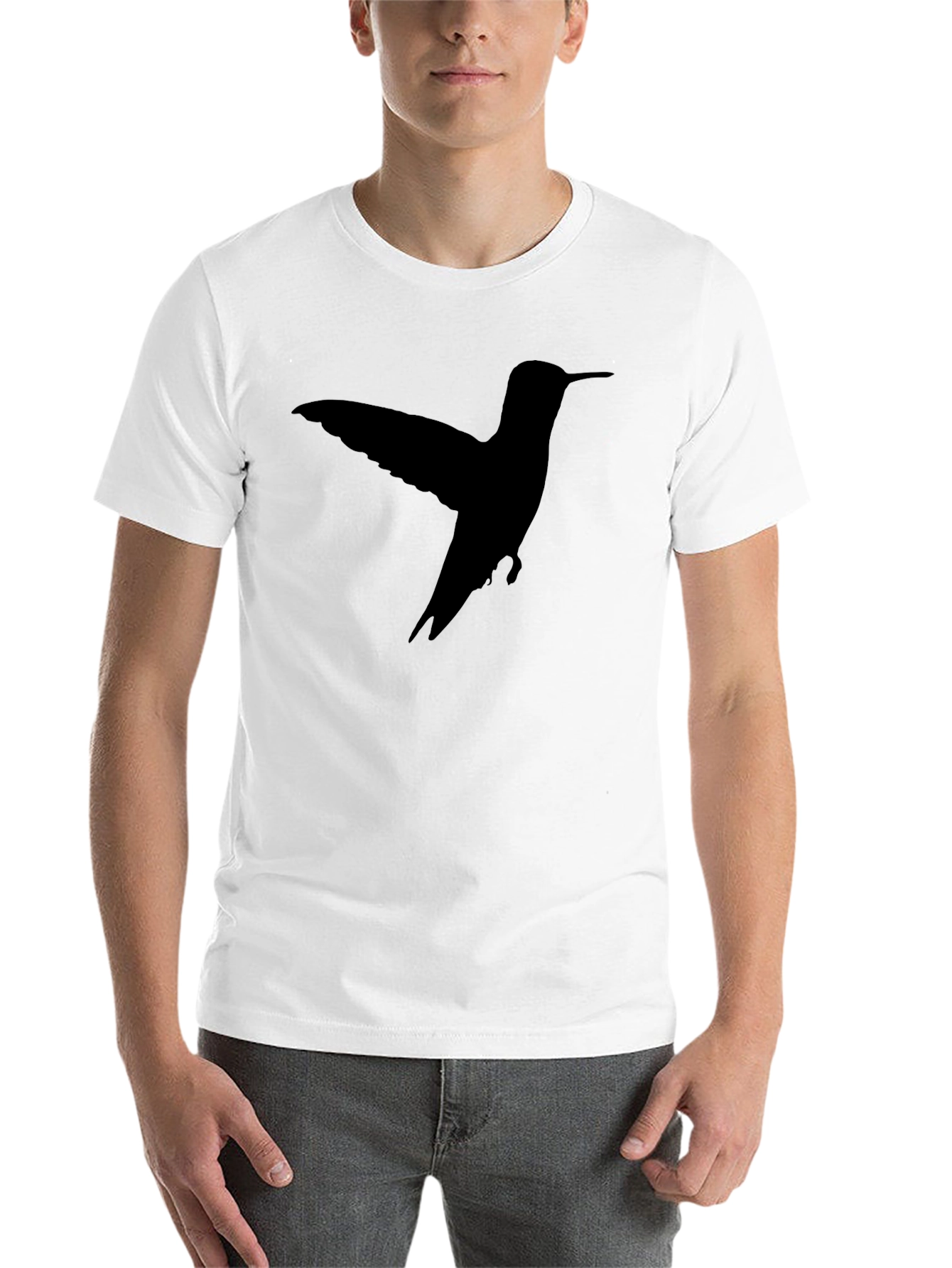 Black Hummingbird Silhouette Black T-Shirt view 14
