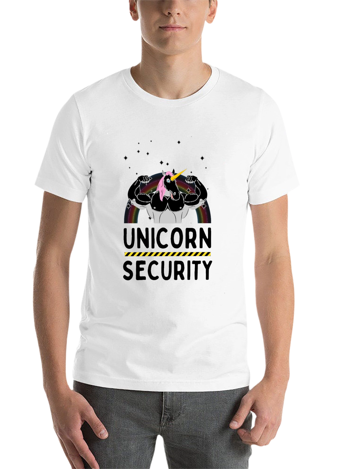 Black Unicorn Security Graphic T-Shirt - Black Cotton Tee view 14