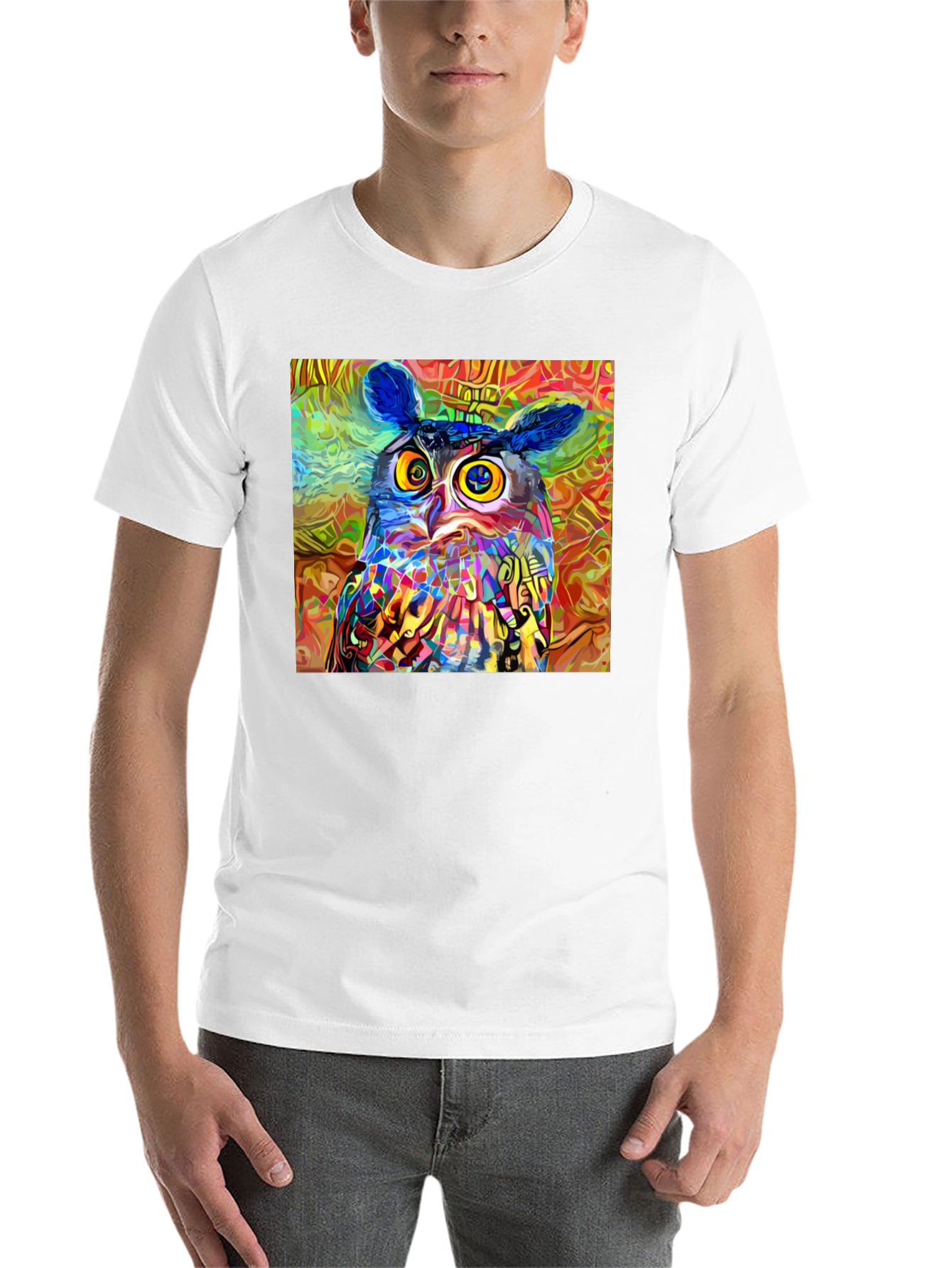 Black Psychedelic Owl Graphic Tee - Black Cotton Blend view 14