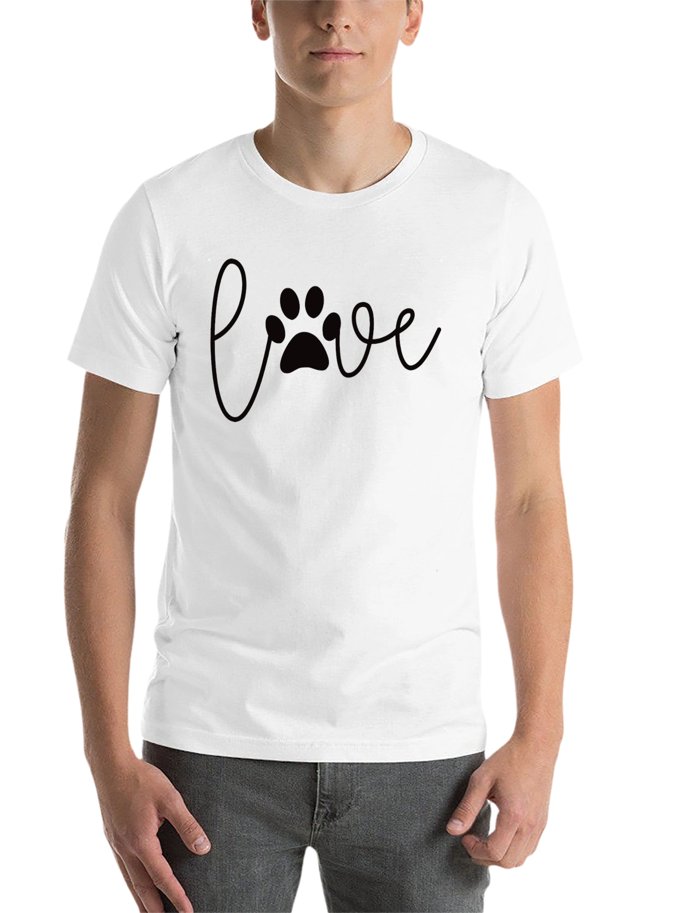 Black Love Paw Print Black T-Shirt view 14