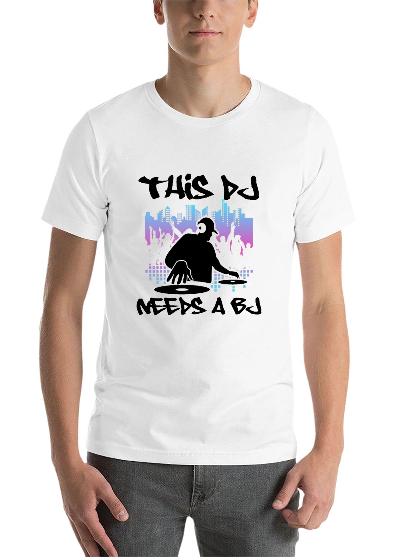 Black DJ Needs A BJ Graphic Black T-Shirt view 14