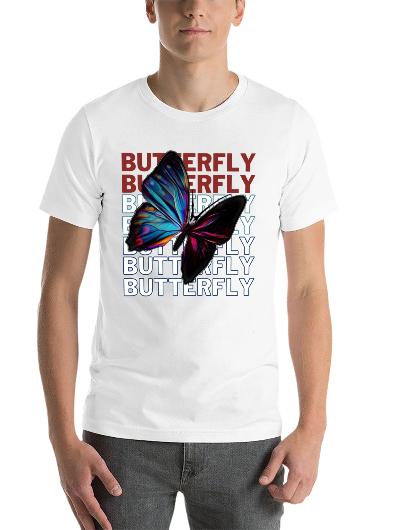 Black Butterfly Graphic Print Black T-Shirt view 14