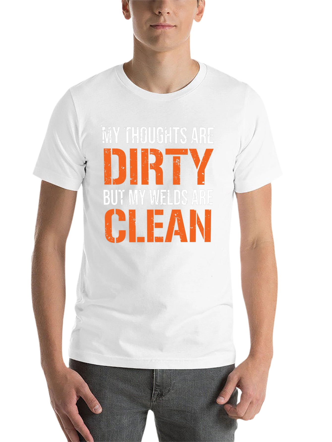 Black Dirty Thoughts, Clean Welds Graphic Tee view 14
