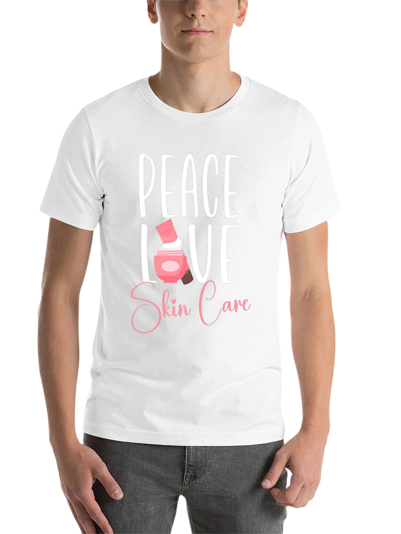 Black Peace Love Skin Care T-Shirt - Black view 14