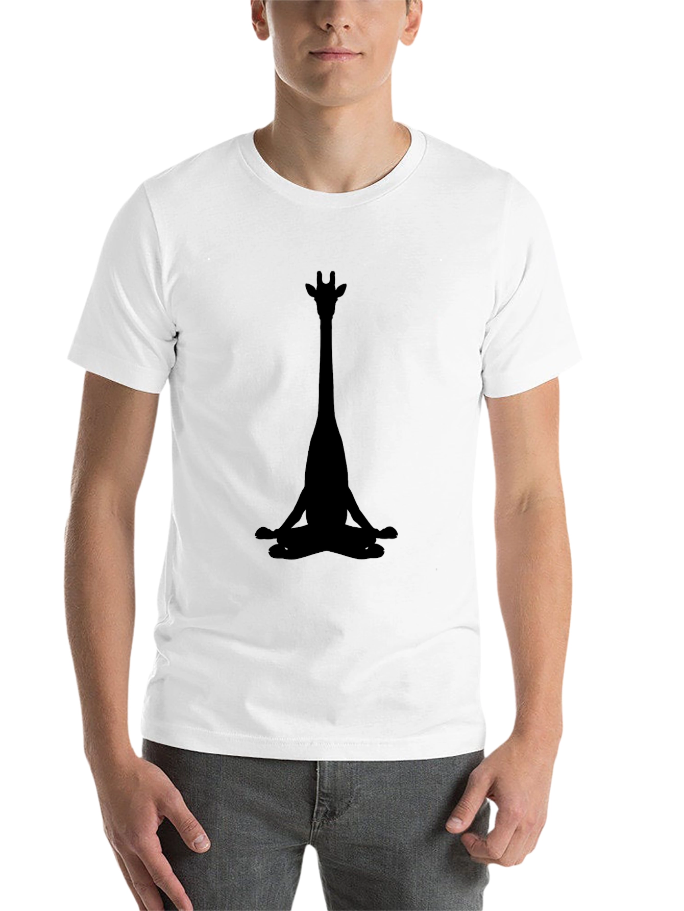 Black Yoga Giraffe Black T-Shirt view 14