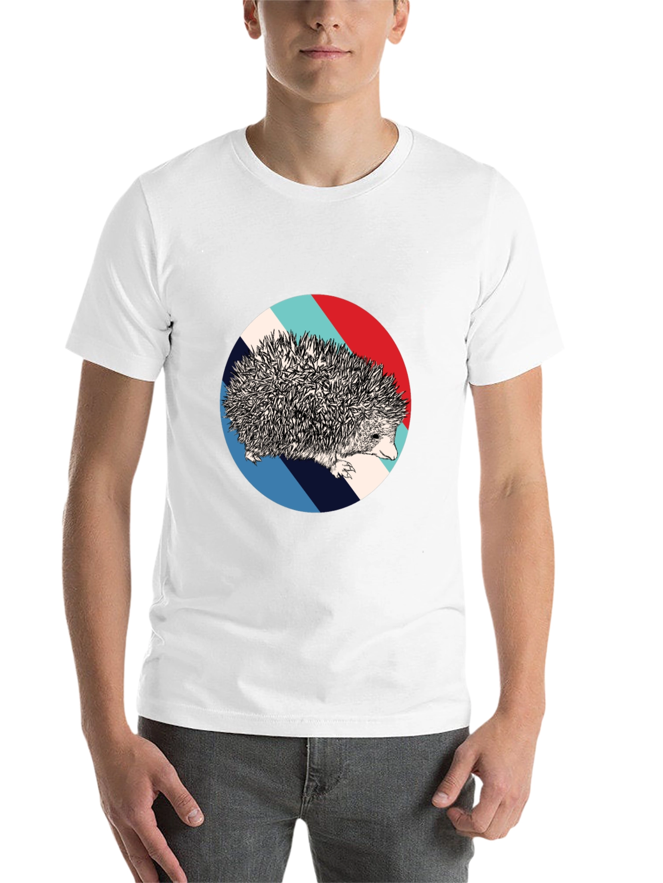 Black Hedgehog Circle Graphic Tee - Unique Design view 14