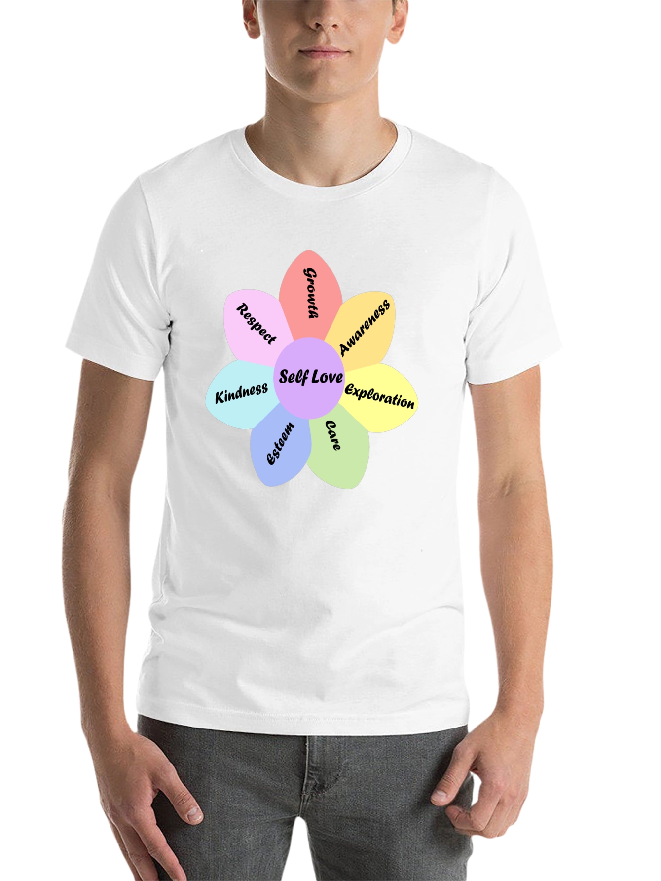 Black Self Love Flower Graphic Tee - Empowering Design view 14