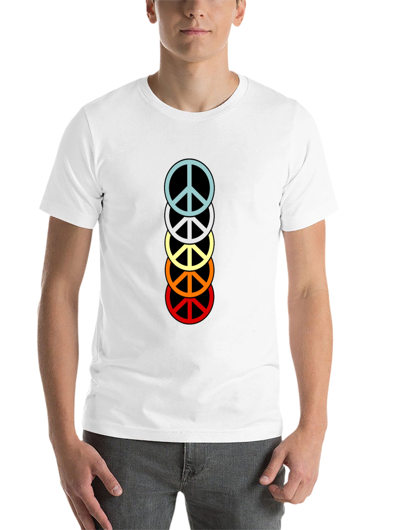 Black Retro Peace Sign Stacked T-Shirt - Black view 14