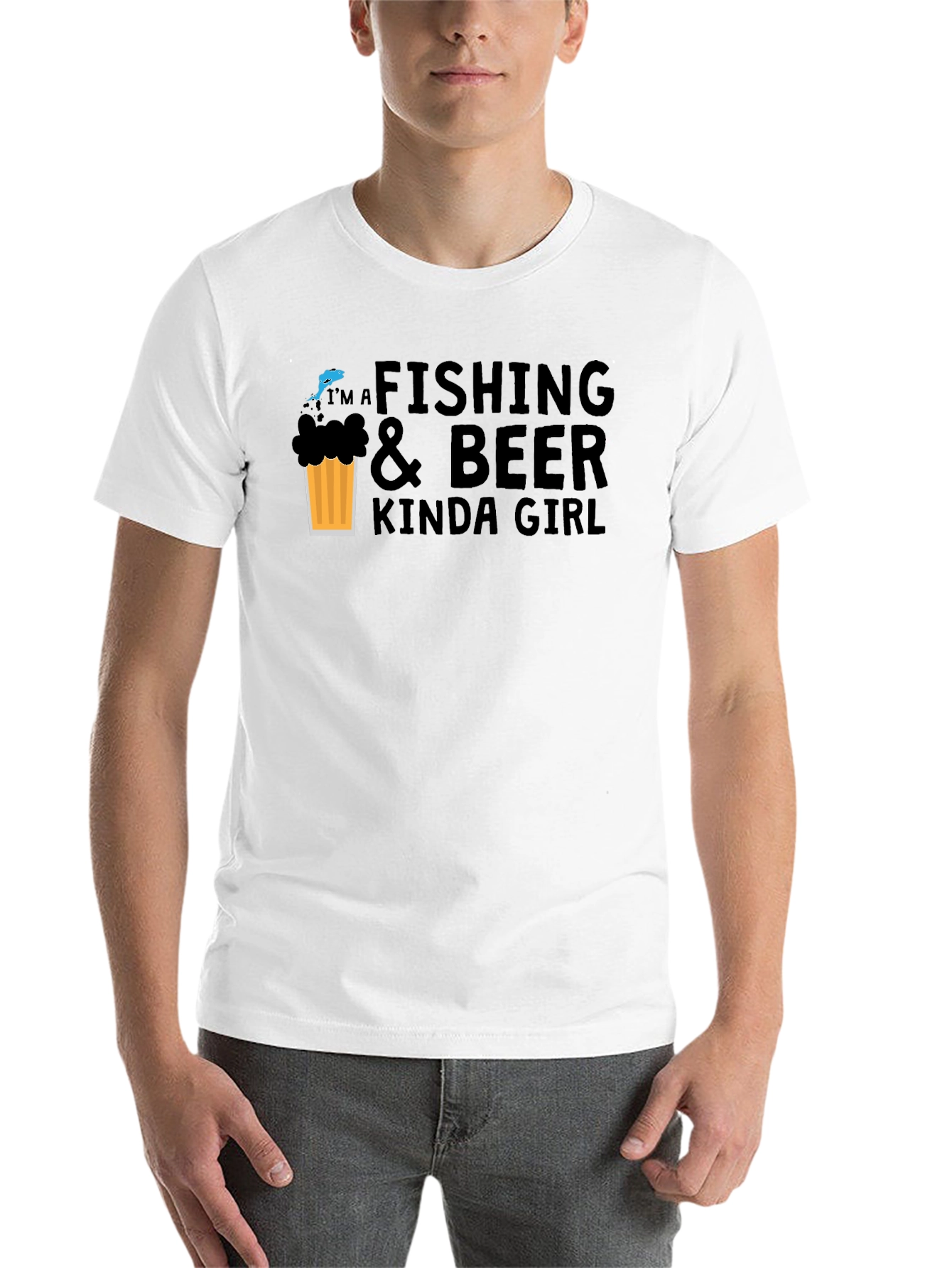 Black Fishing & Beer Kinda Girl Graphic Tee - Unisex view 14