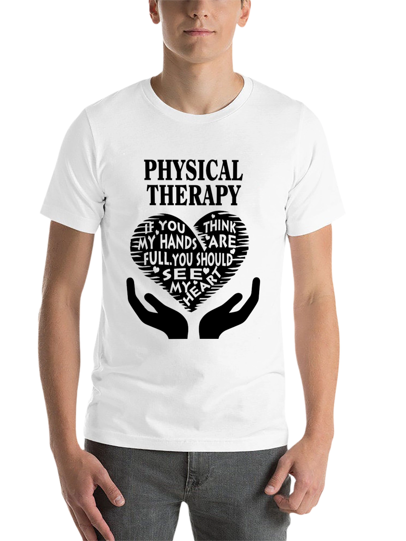 Black Physical Therapy Heart Hands Graphic T-Shirt view 14