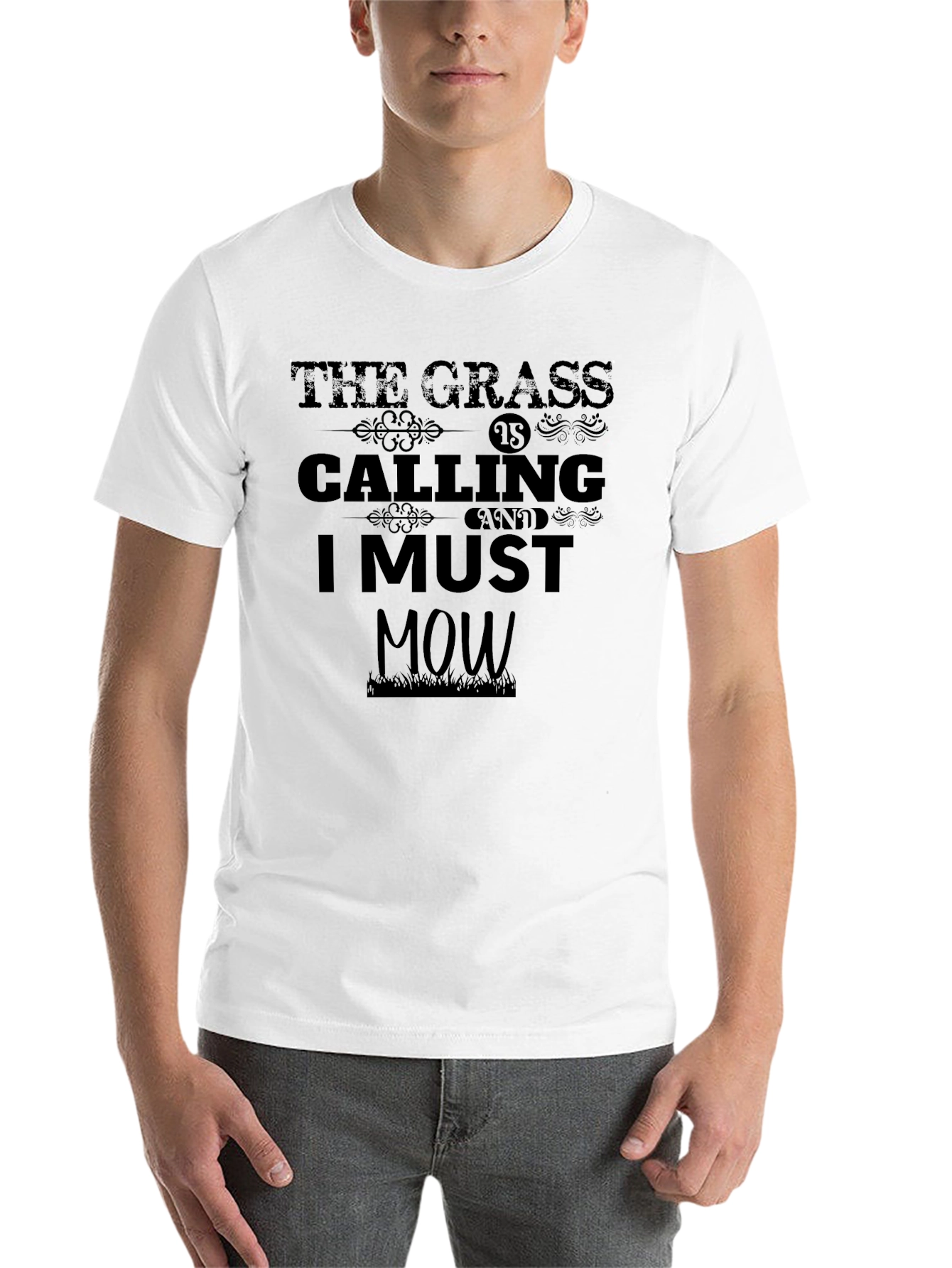 Black The Grass Is Calling T-Shirt - Lawn Mowing Humor view 14