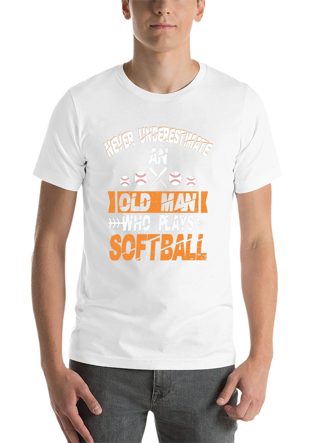 Black Never Underestimate Old Man Softball T-Shirt view 14