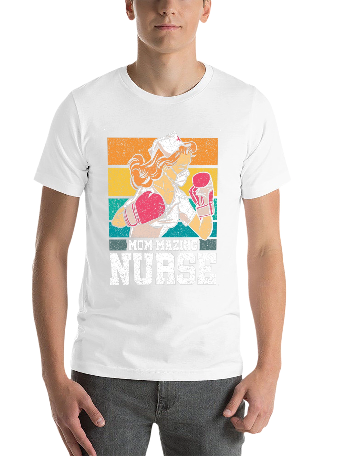 Black Mom-mazing Nurse T-Shirt - Fighting Fit Medical Hero Tee view 14