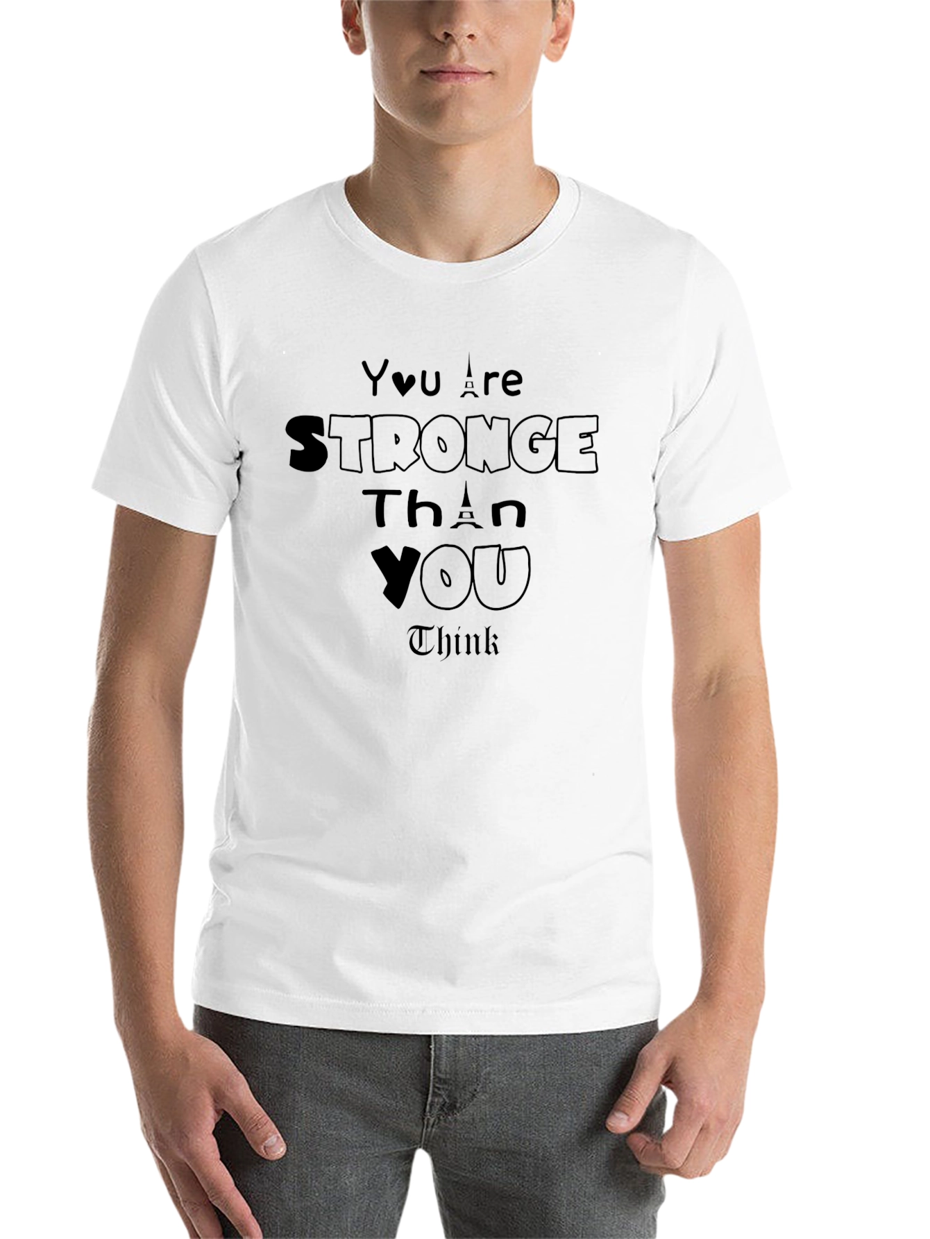 Black Inspirational 'Stronger Than You Think' Black T-Shirt view 14