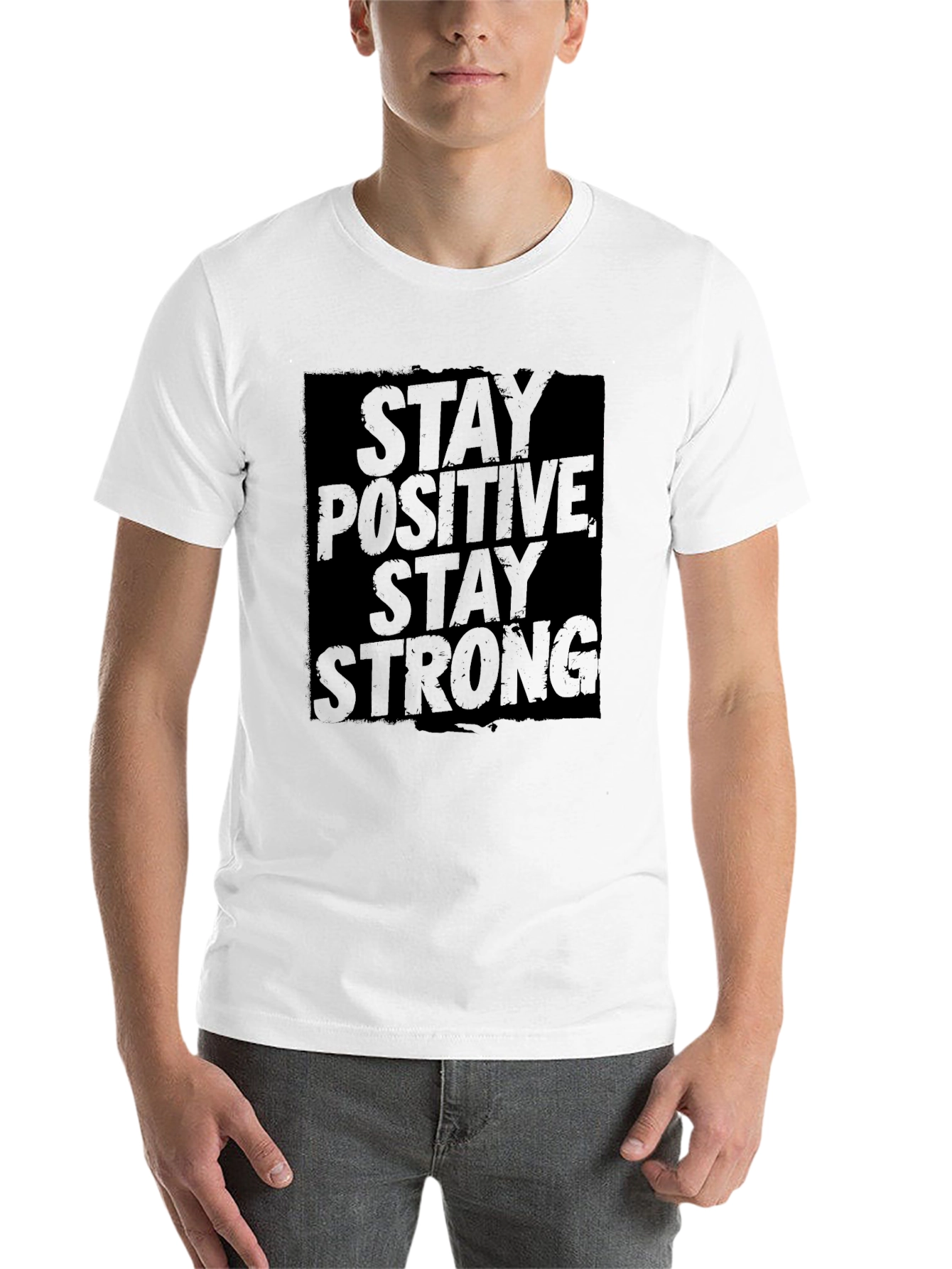 Black Stay Positive Stay Strong Black Graphic Tee view 14
