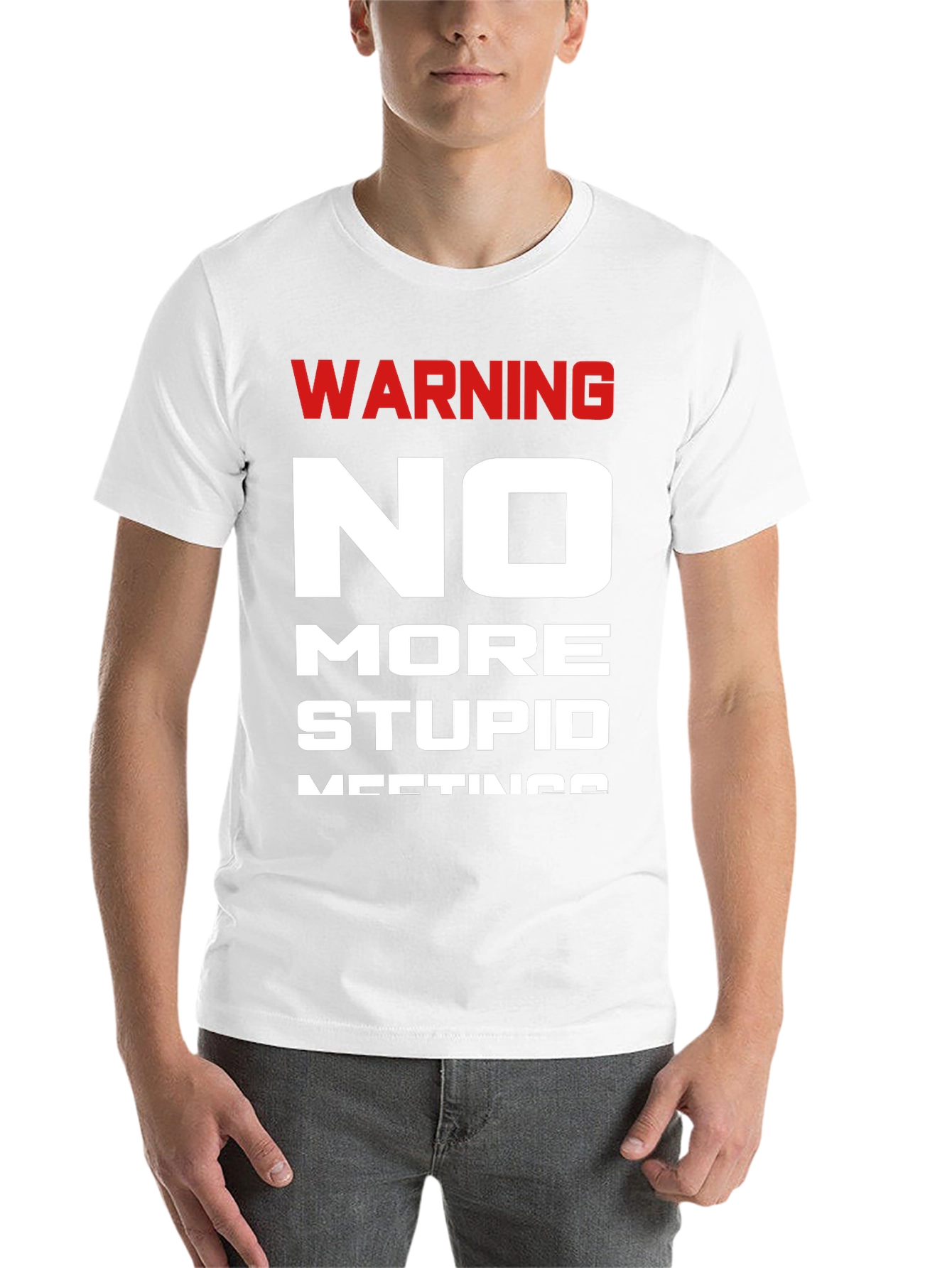 Black Warning No More Stupid Meetings T-Shirt view 14