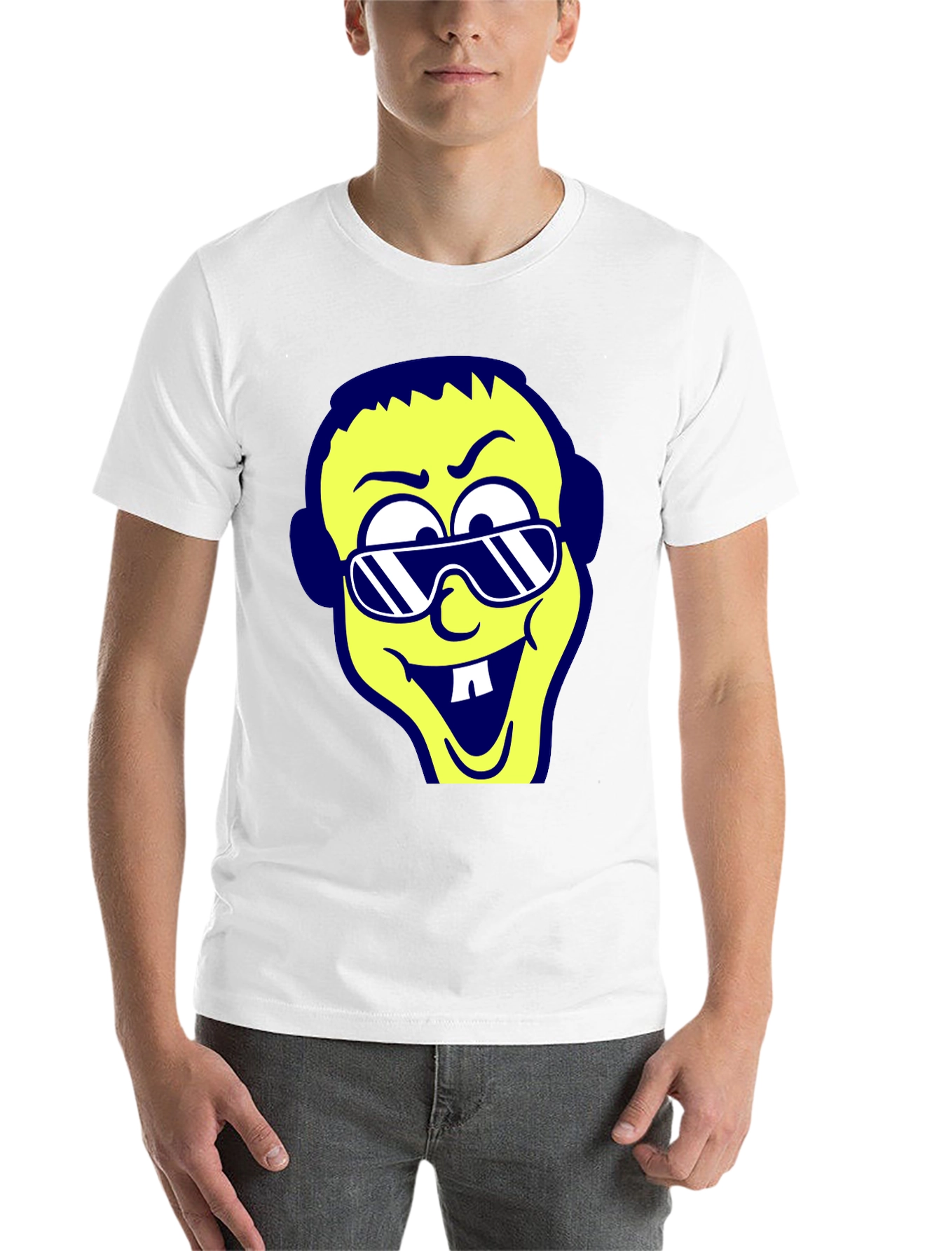 Black Cartoon Face Graphic Tee - Black view 14