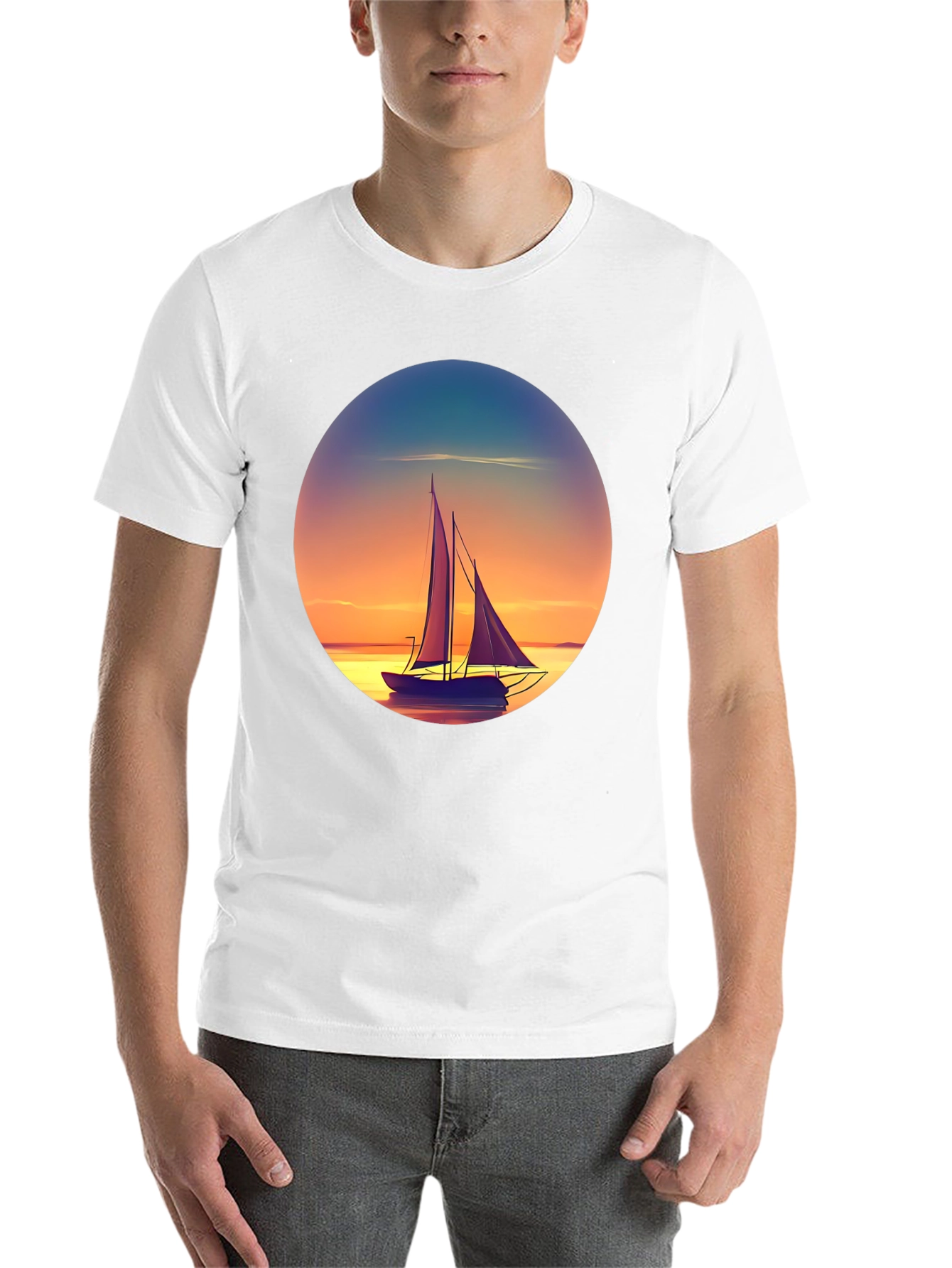 Black Sunset Sailboat Graphic Tee - Relaxed Fit view 14