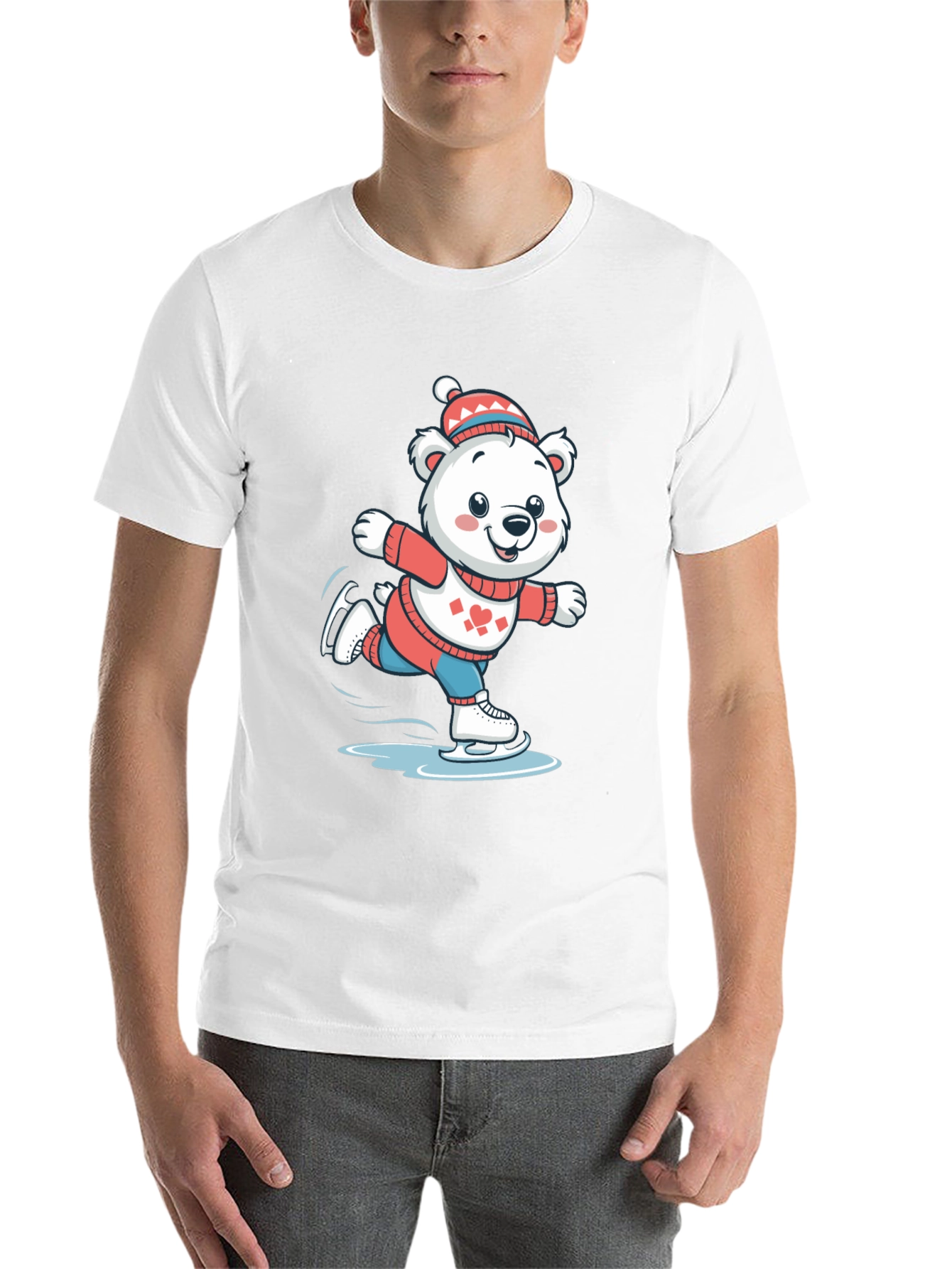 Black Ice Skating Bear T-Shirt view 14