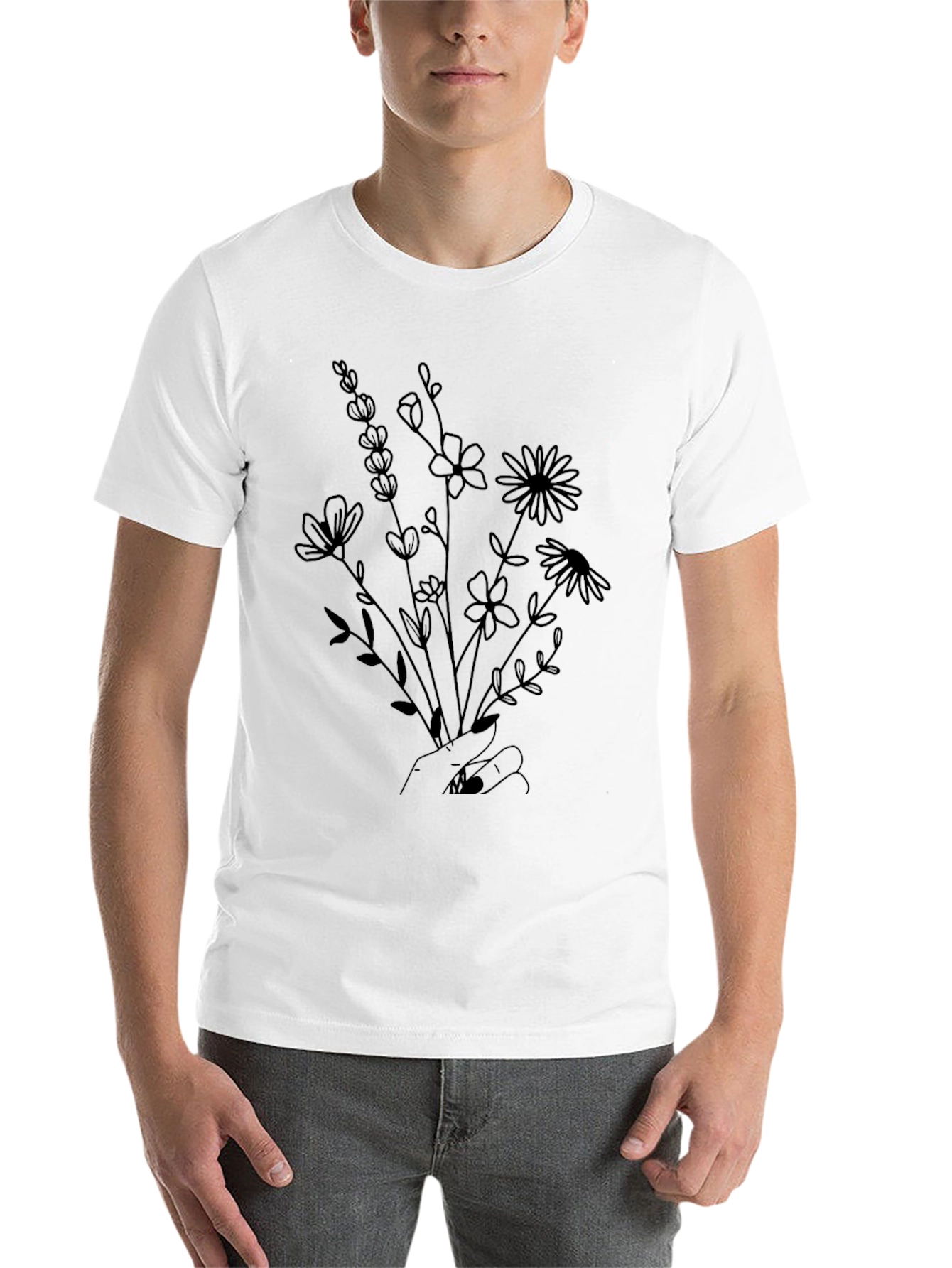 Floral Bouquet Graphic Tee - Hand Drawn Flowers - 14