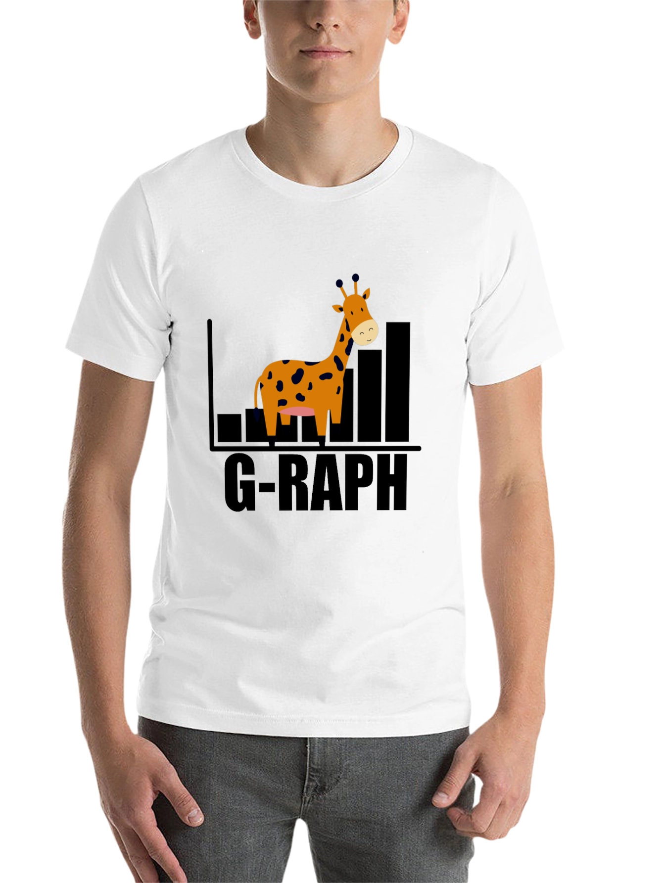 Black G-Raph Cartoon Giraffe Black T-Shirt view 14
