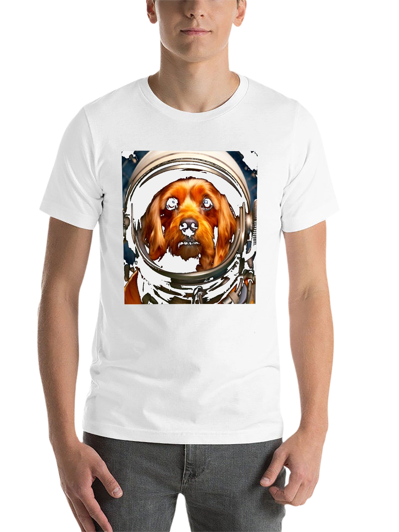 Black Dog in Space Helmet T-Shirt - Unique Pet Lover Tee view 14