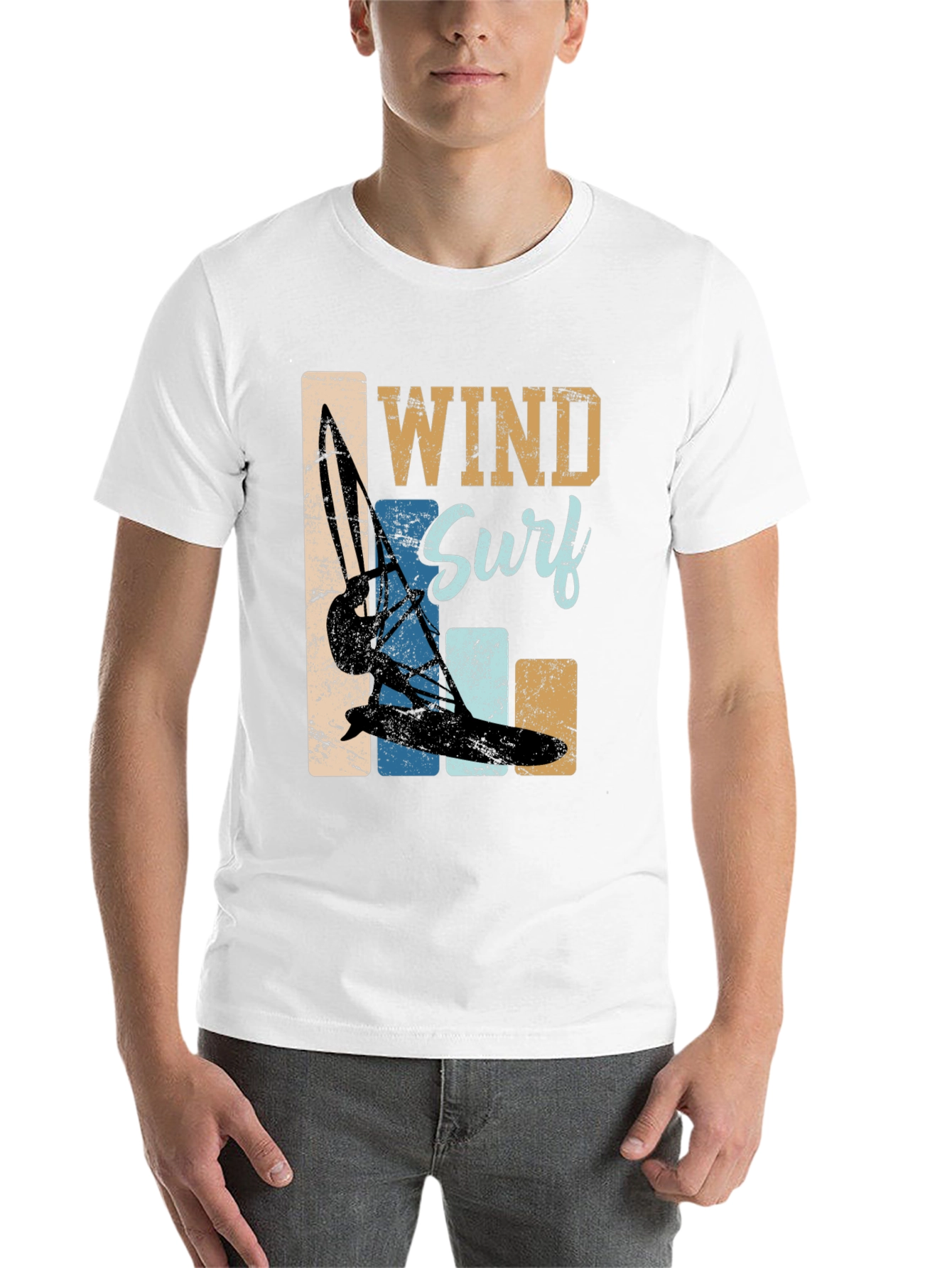 Black Wind Surf Graphic Tee - Retro Water Sports T-Shirt view 14