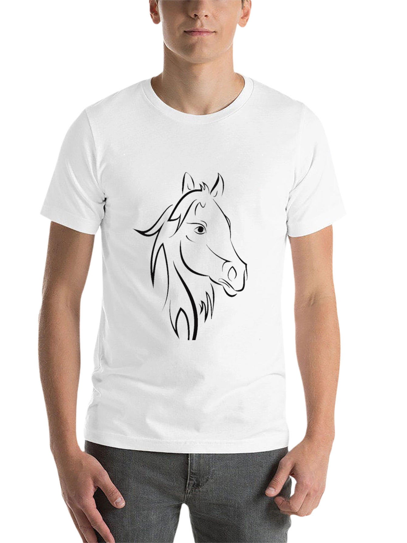Black Men's Black Horse Graphic Tee - Stylish Casual Wear view 14