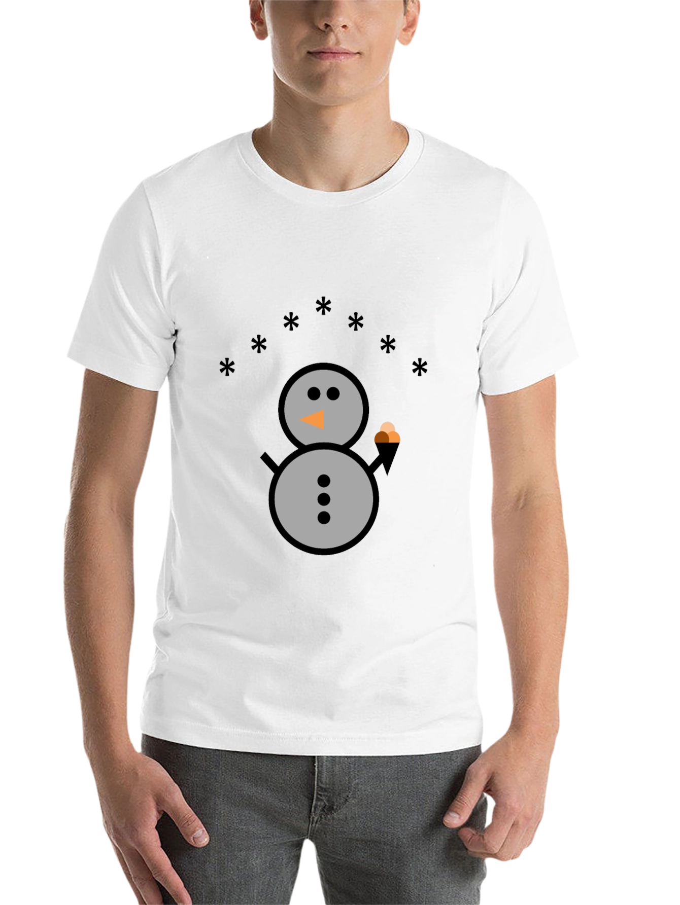 Black Snowman Graphic Tee - Black Cotton T-Shirt view 14